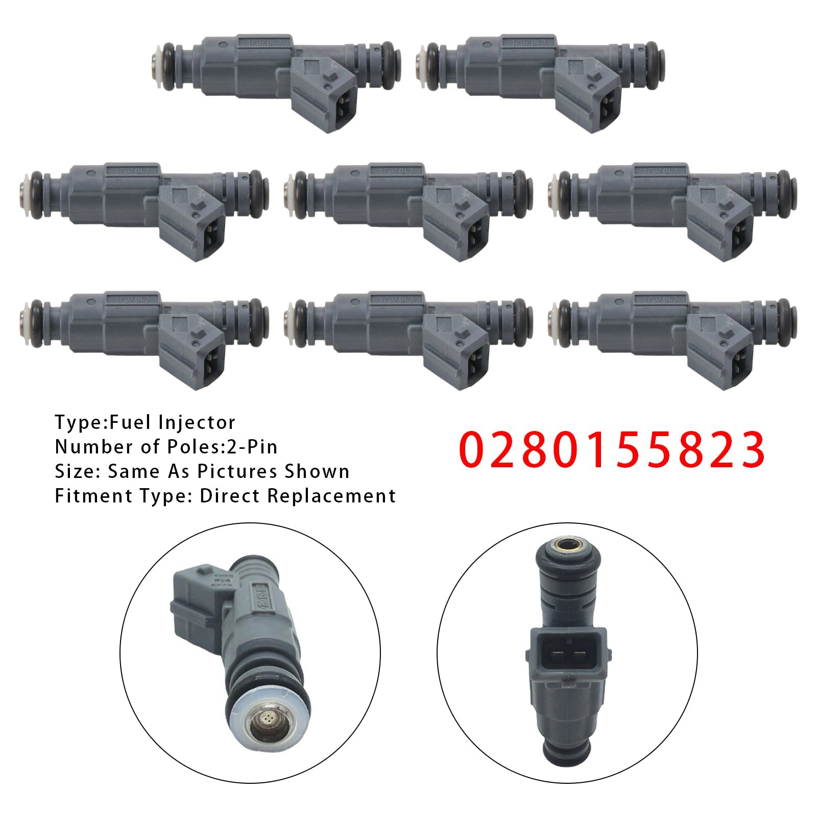 8Pcs Fuel Injector For BMW X5 E39 E38 E53 Land Rover Range Rover MK3 0280155823