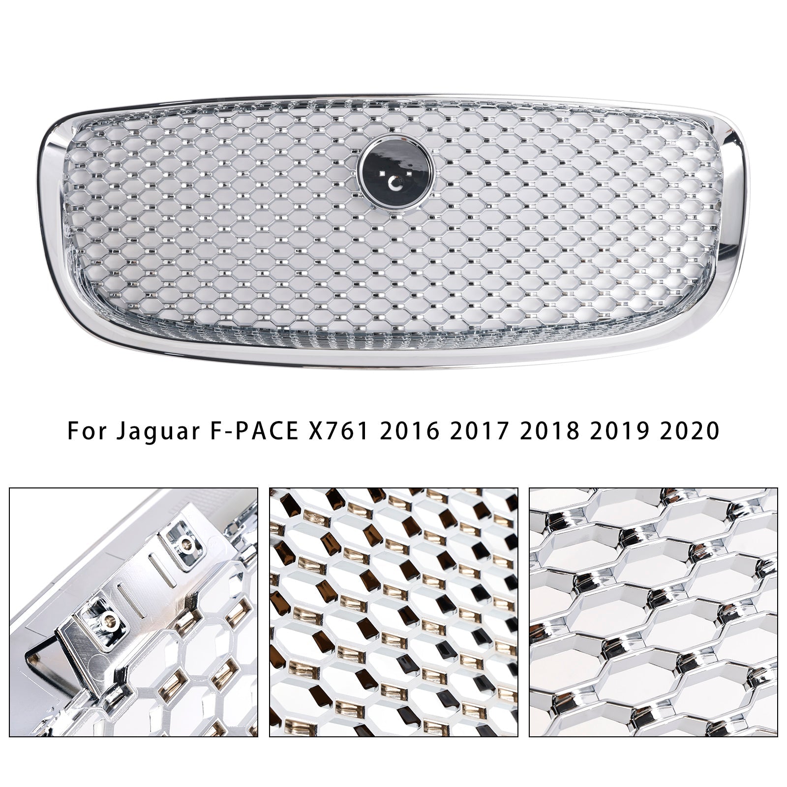 Chrome Front Bumper Grill Grille Fit JAGUAR F-PACE X761 2016-2020