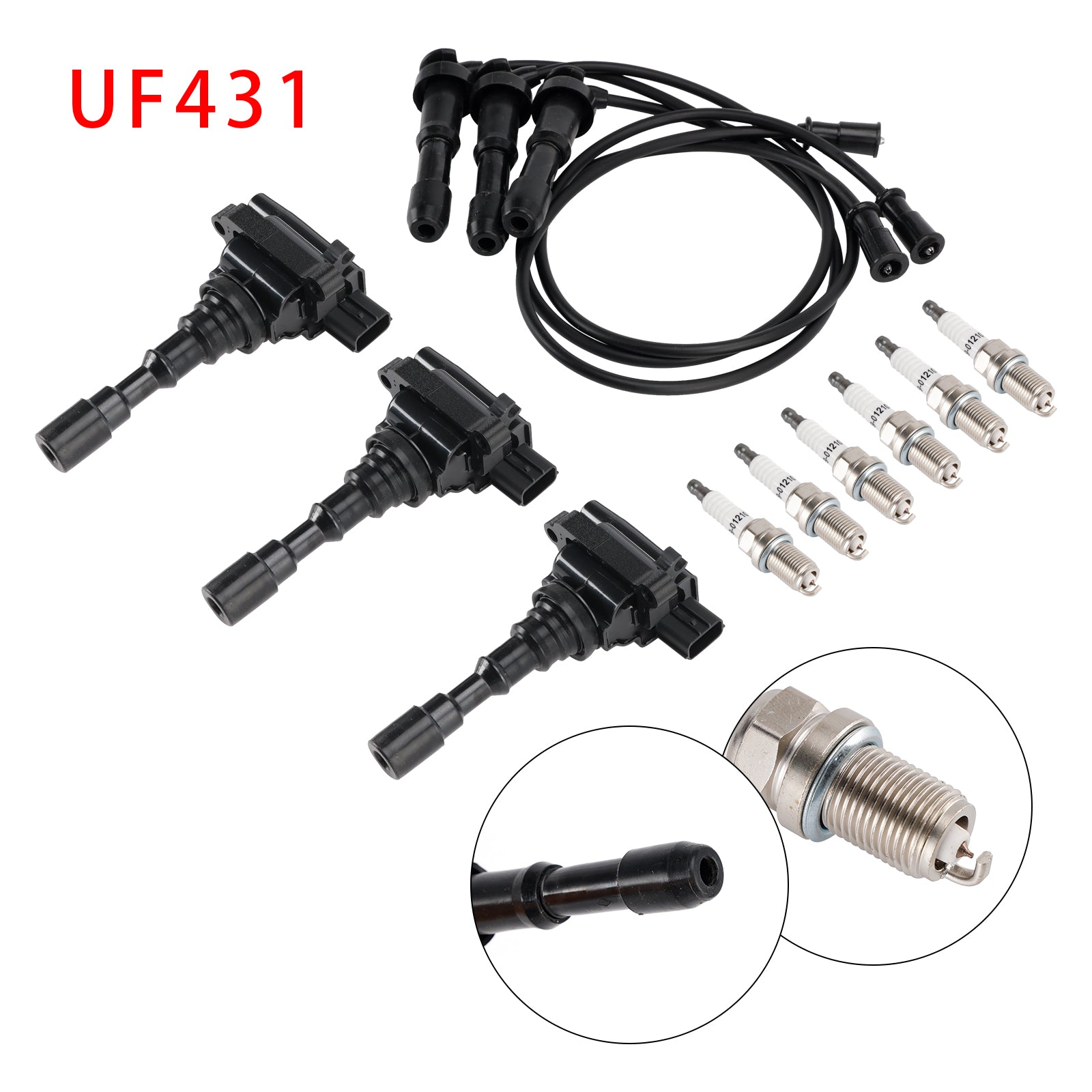 2003-2006 Kia Sorento 3.5L V6 3x Ignition Coil & 6x Spark Plug & 3x Wireset UF431