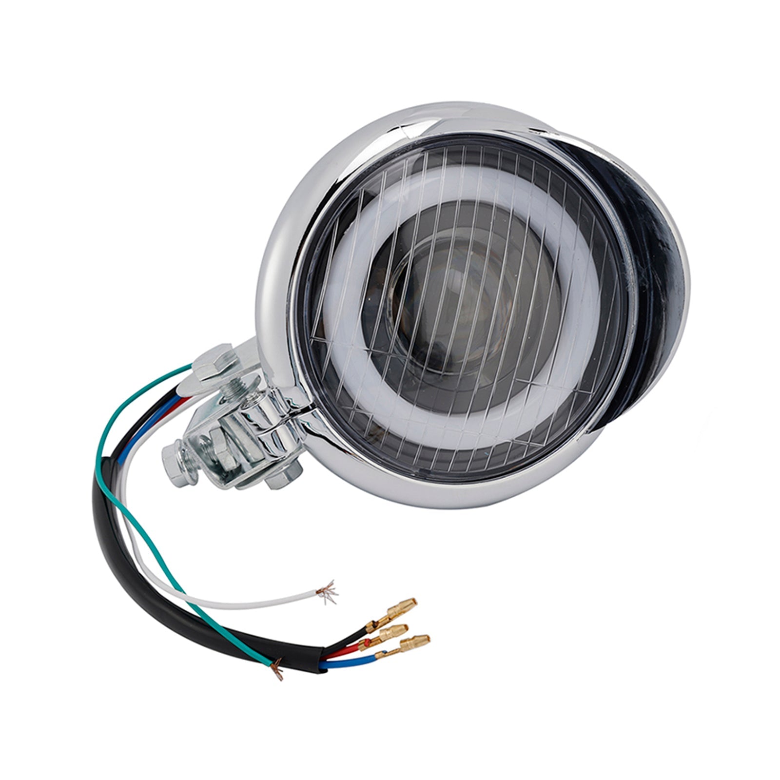 #D22 Headlight Lamp Spotlight Universal Coler Switch Fits Chrome For Motorcycle