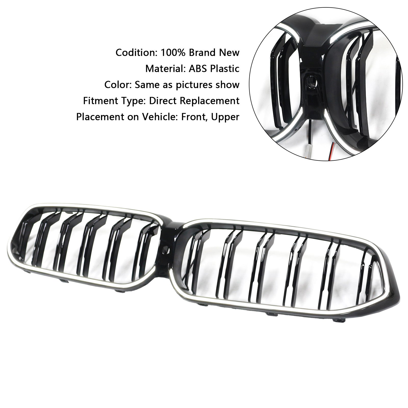 Double Slat Black Front Kidney Grill Grille Fit BMW 6 Series G32 2020-2025