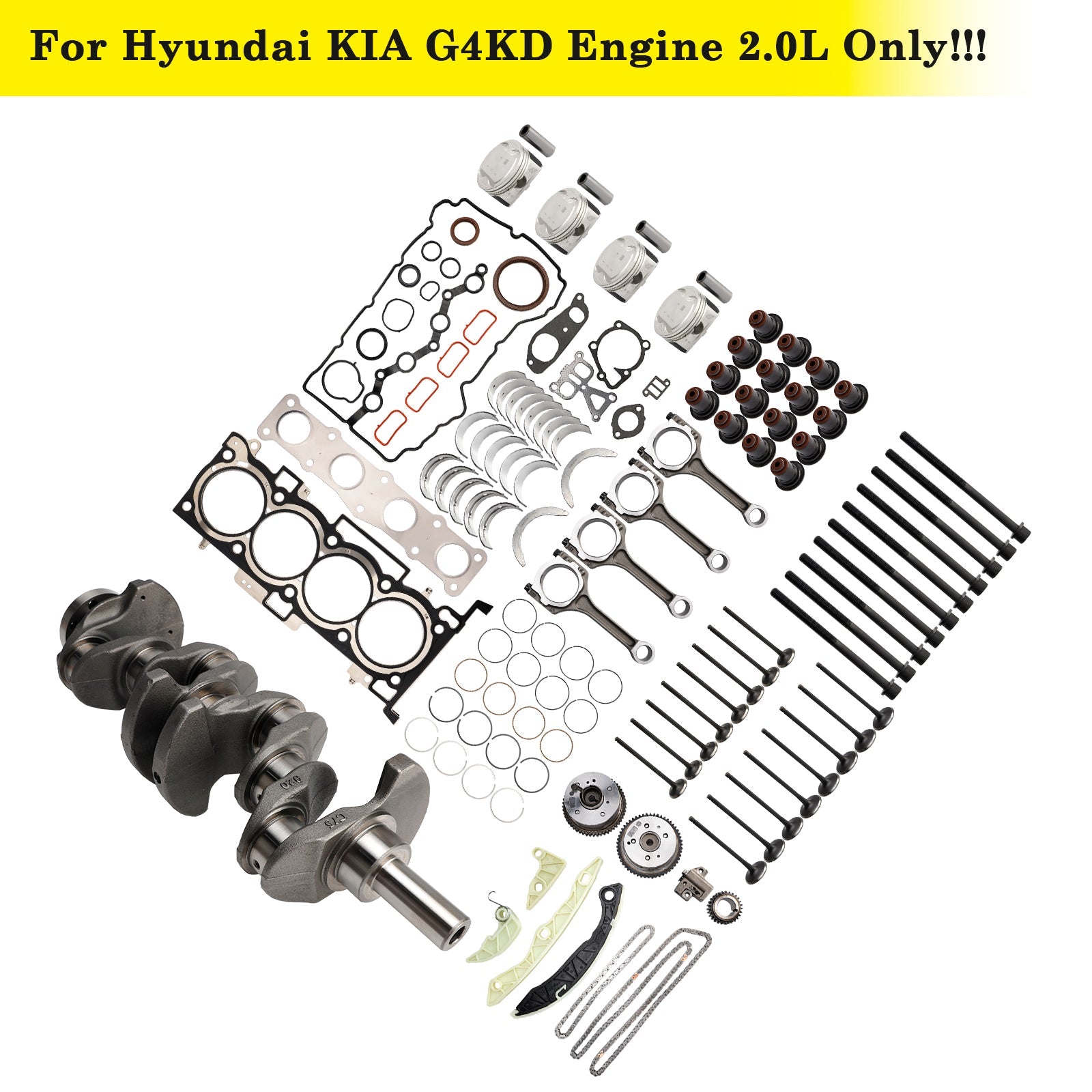 G4KD 2.0L Engine Overhaul Rebuild Kit Crankshaft Rods Timing Kit for Hyundai KIA