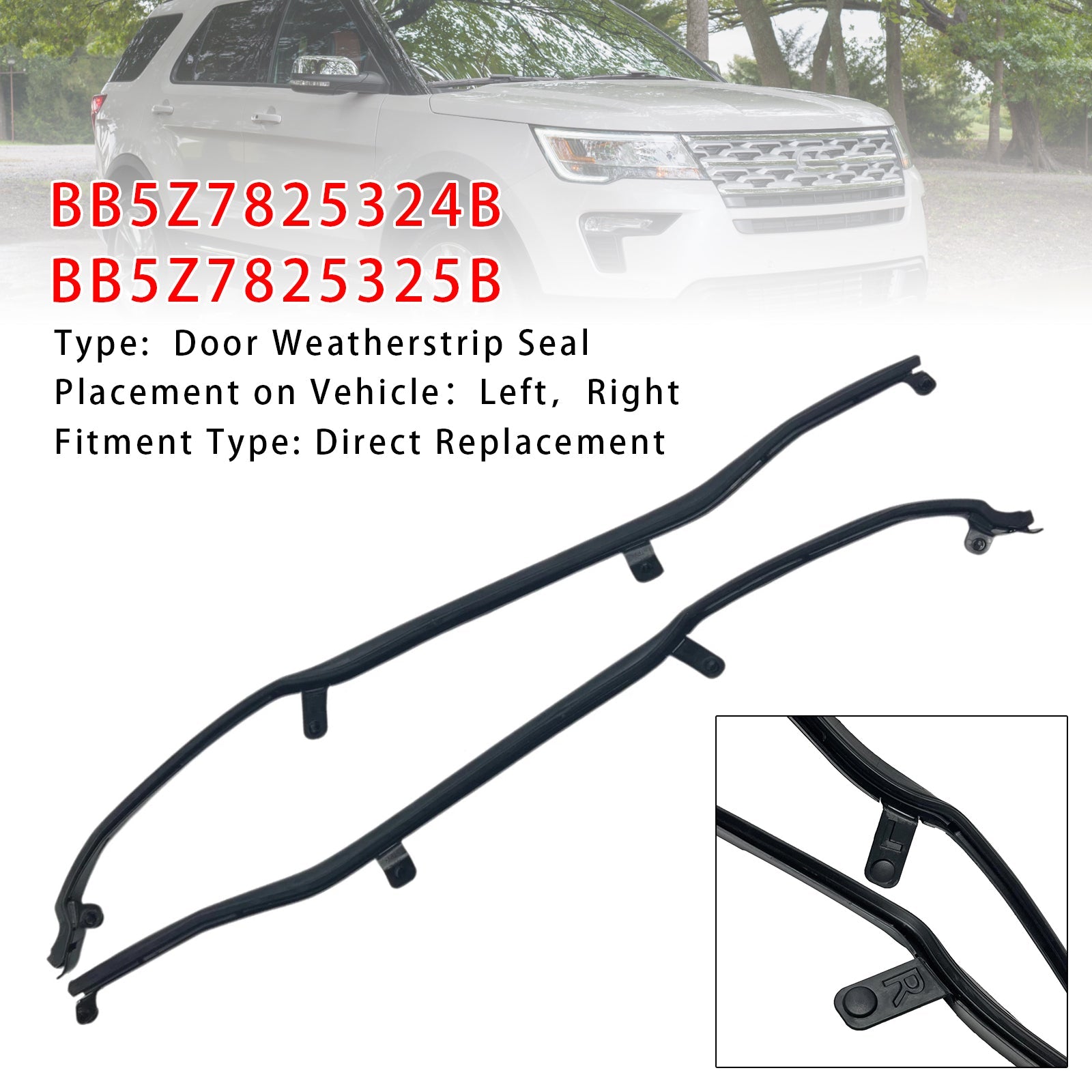 2011-2019 Ford Explorer Left+Right Door Weatherstrip Seal BB5Z7825324B 25B