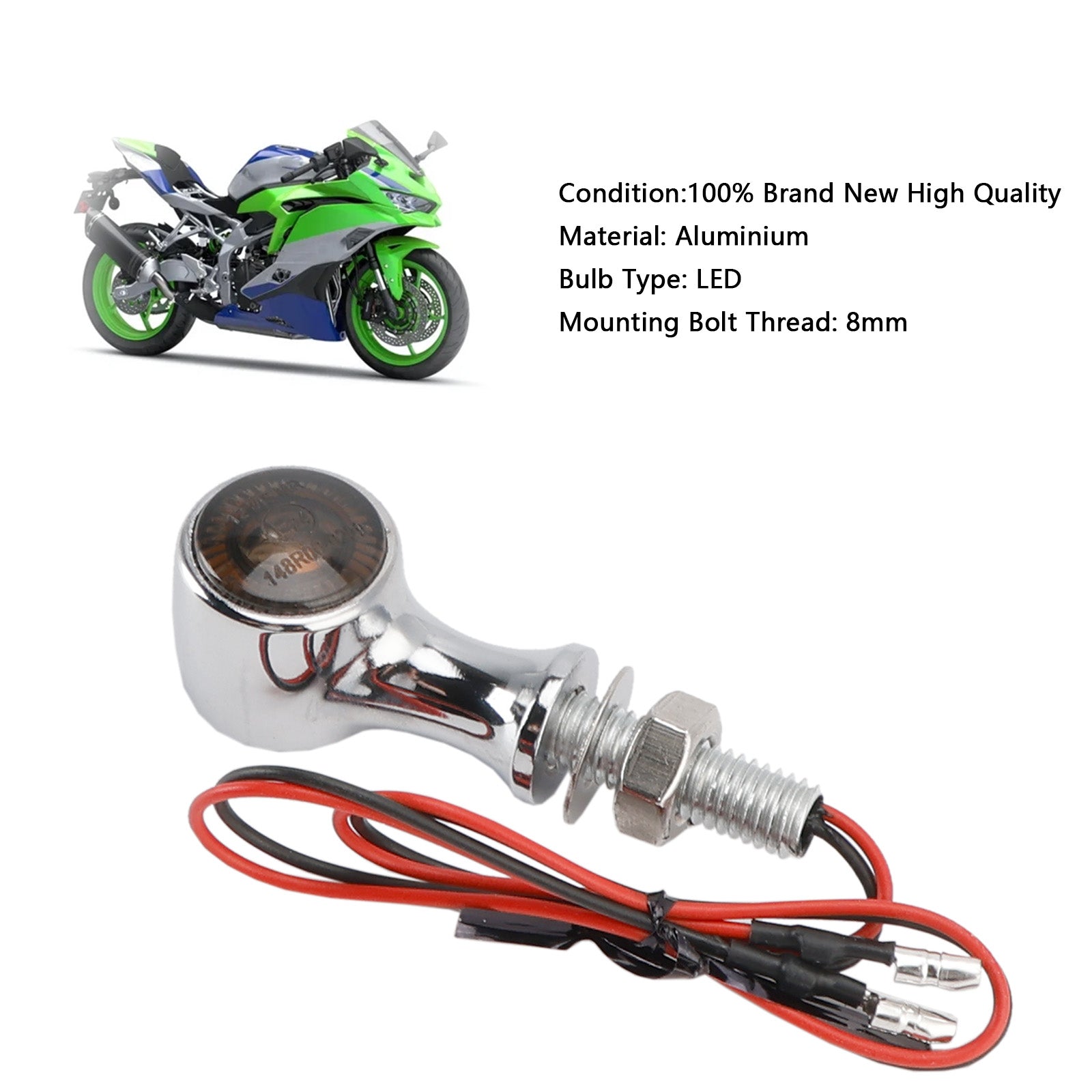 12V LED Turn Signal Indicator Light 8mm Universal Motorcycle For Suzuki