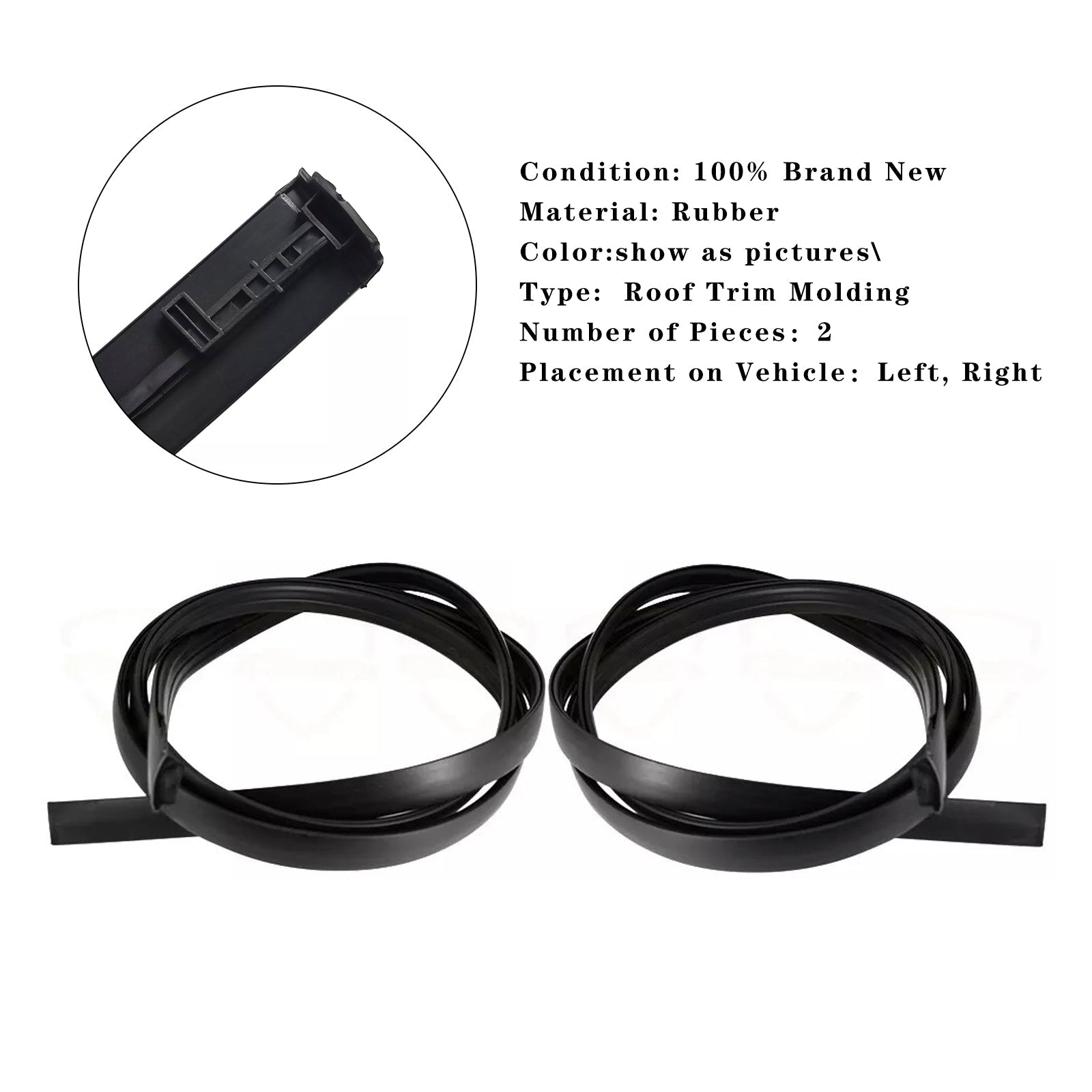 2008-2021 Toyota SEQUOIA 2PCS Roof Drip Molding Trim Left & Right Side Rubber