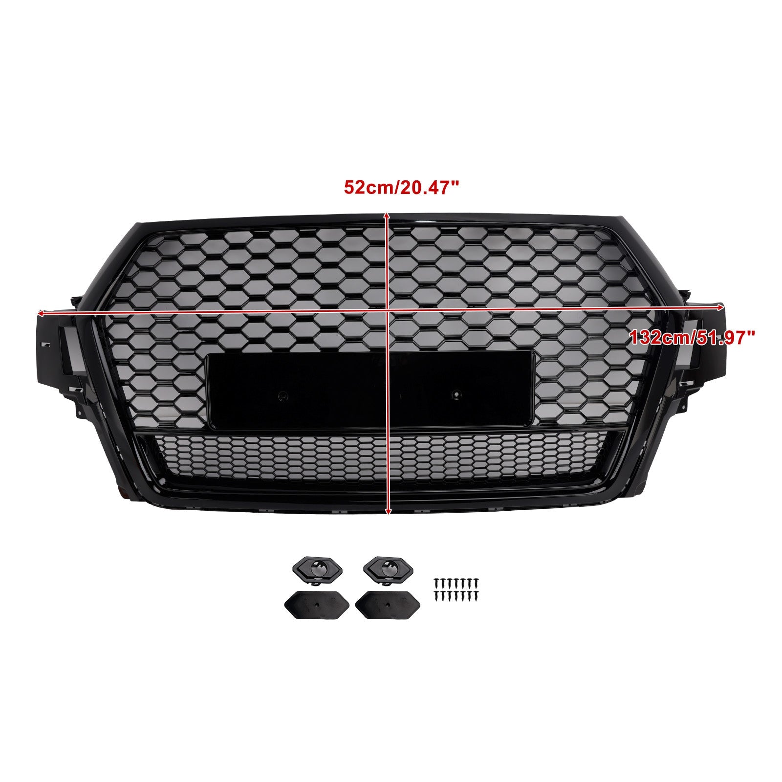 2016-2019 Audi Q7 SQ7 Gloss Black Front Bumper Radiator Vent Mesh Grill Grille 4M0853651F