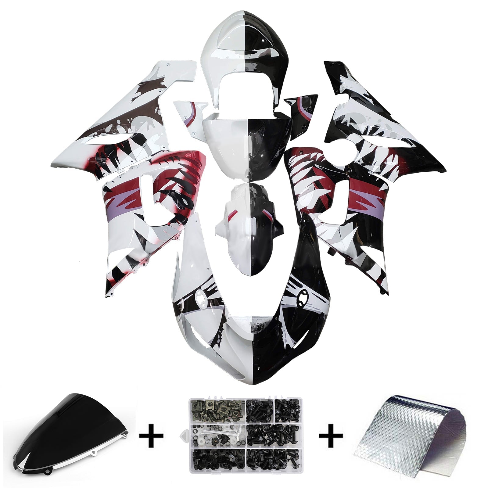 Injection Fairing Kit Bodywork Plastic ABS fit For Kawasaki ZX6R 636 2005-2006