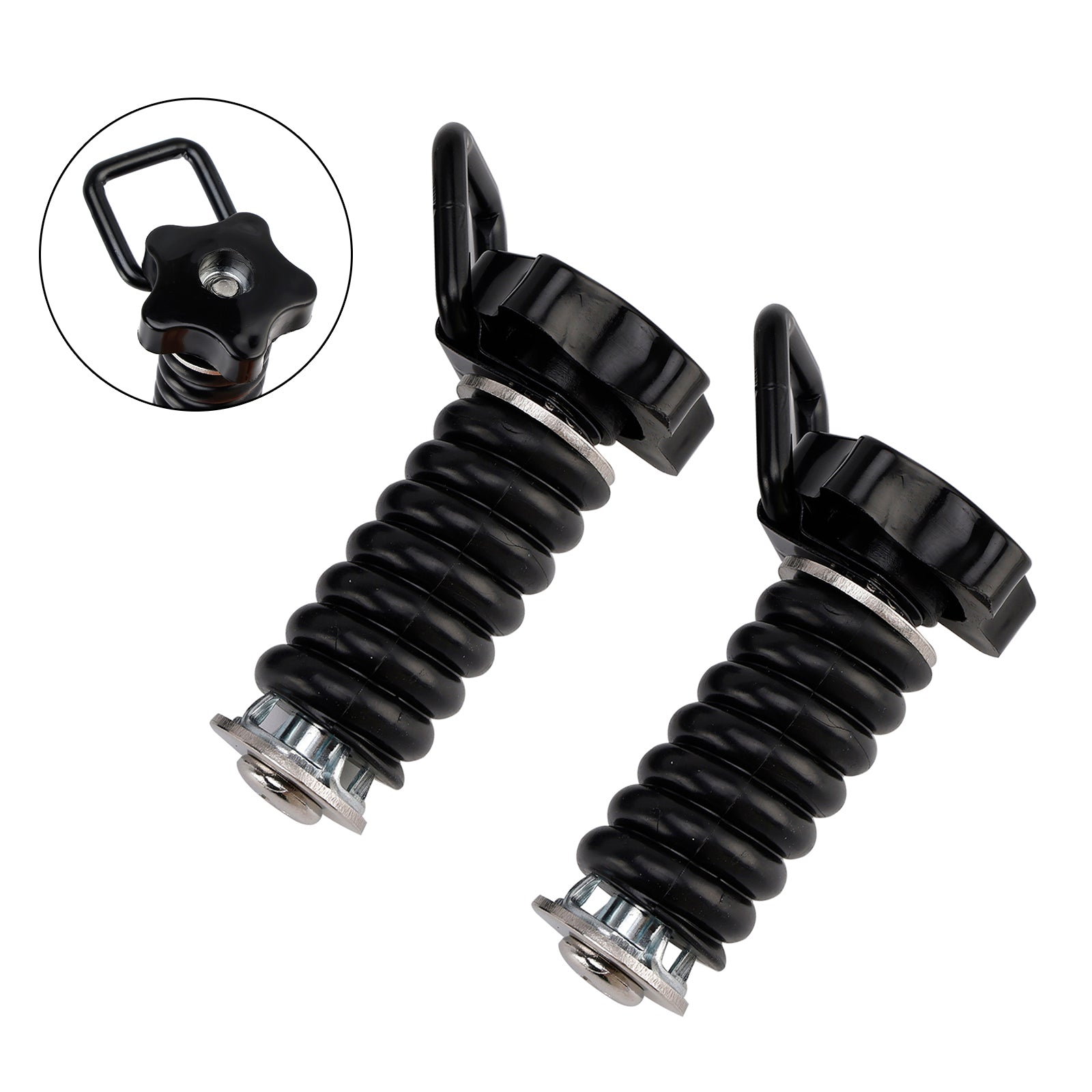 Pair Tie Down Anchor With D-Ring 1" Black Black For Polaris Rzr 570 800 900 1000