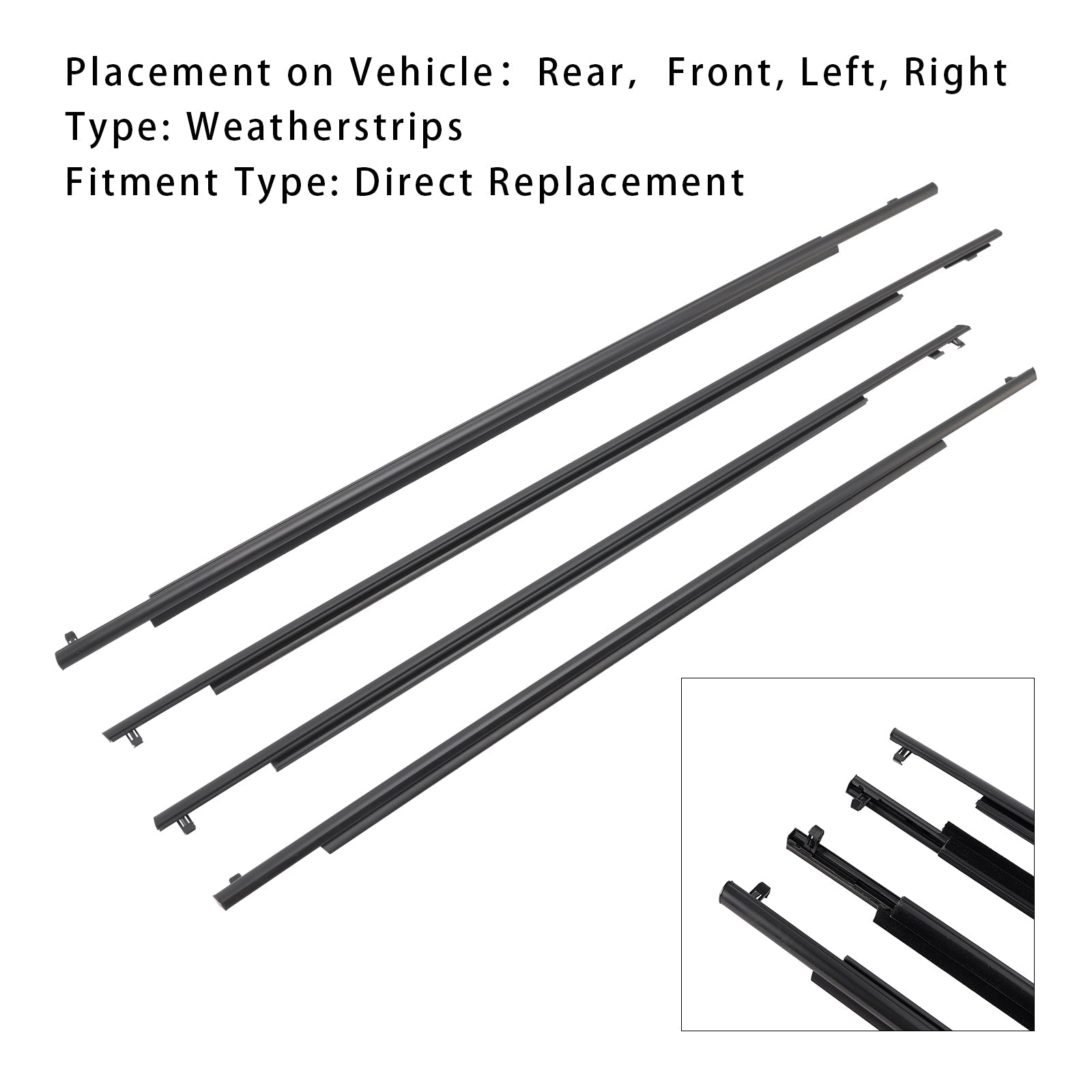 2010-2015 Toyota Prius 4PCS Door Glass Belt Outer Molding Weatherstrip