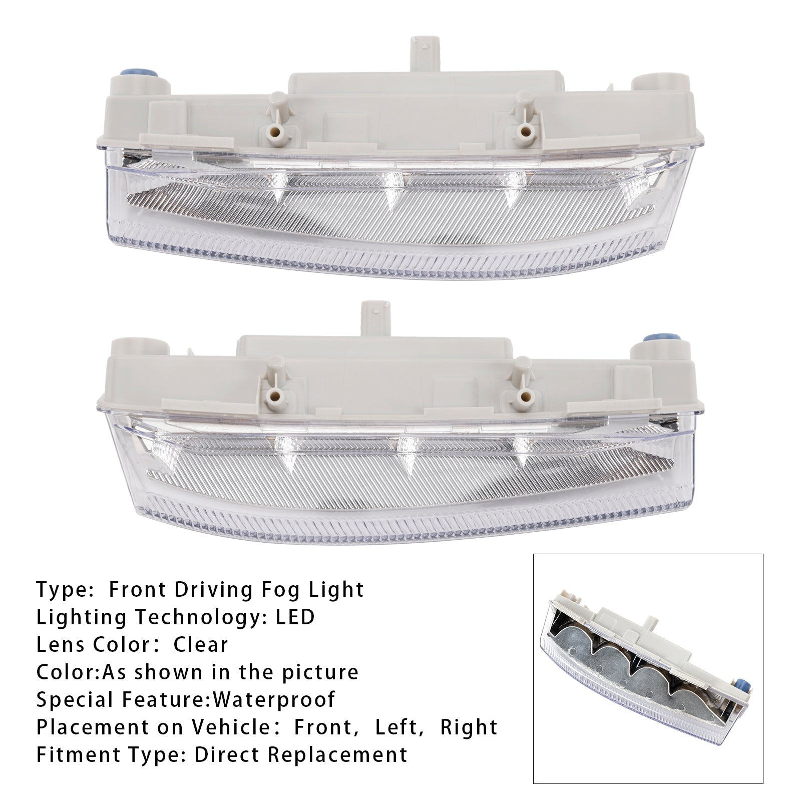 Pair LED Daytime Running Fog Lights For Mercedes Benz W204 S204 W212 2007-2014