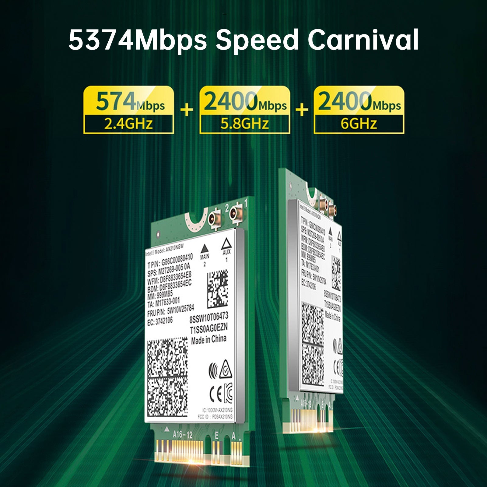 AX210 모듈 Bluetooth 5374Mbps 고속 기가비트 네트워크 카드는 WIFI6을 지원합니다.