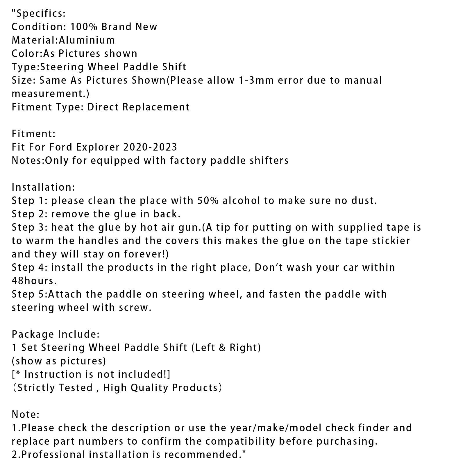 2020-2023 Steering Wheel Paddle Shifter Extension For Ford Explorer Aluminium