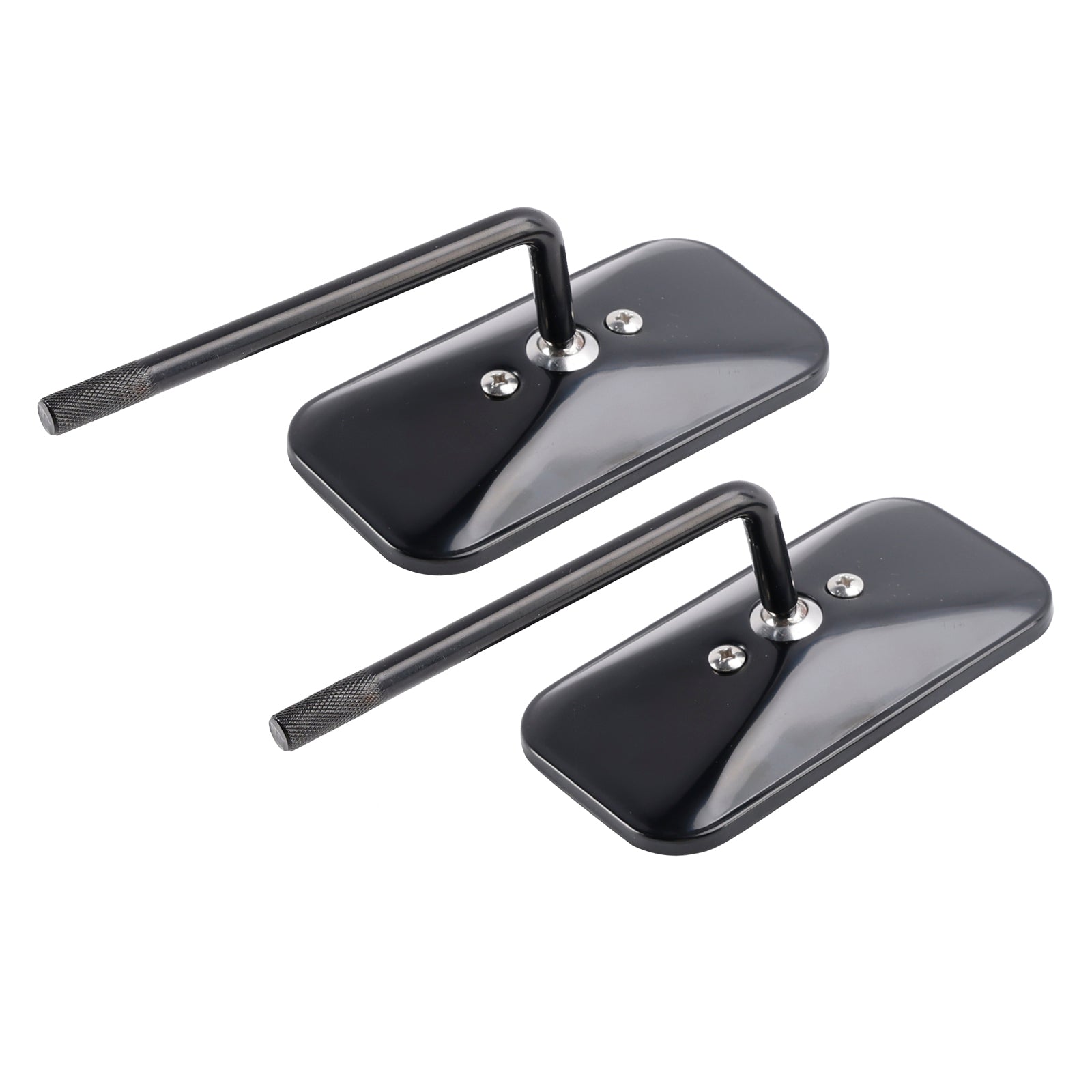 Old School Style Rectangular Clamp-On Motorcycle Mirrors Black Brattstyle