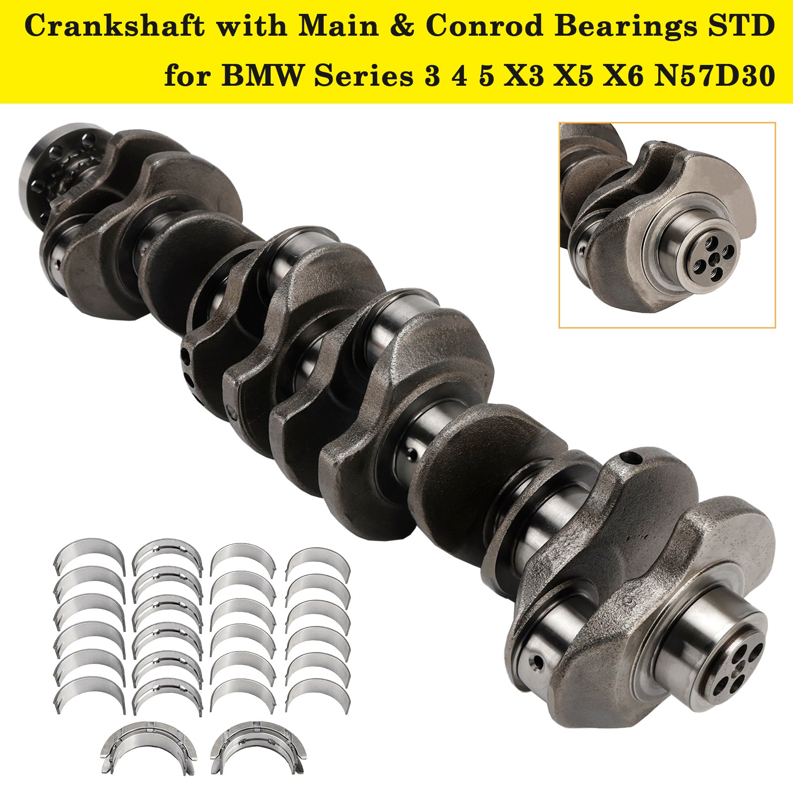 Crankshaft with Main & Conrod Bearings STD for BMW Series 3 4 5 X3 X5 X6 N57D30