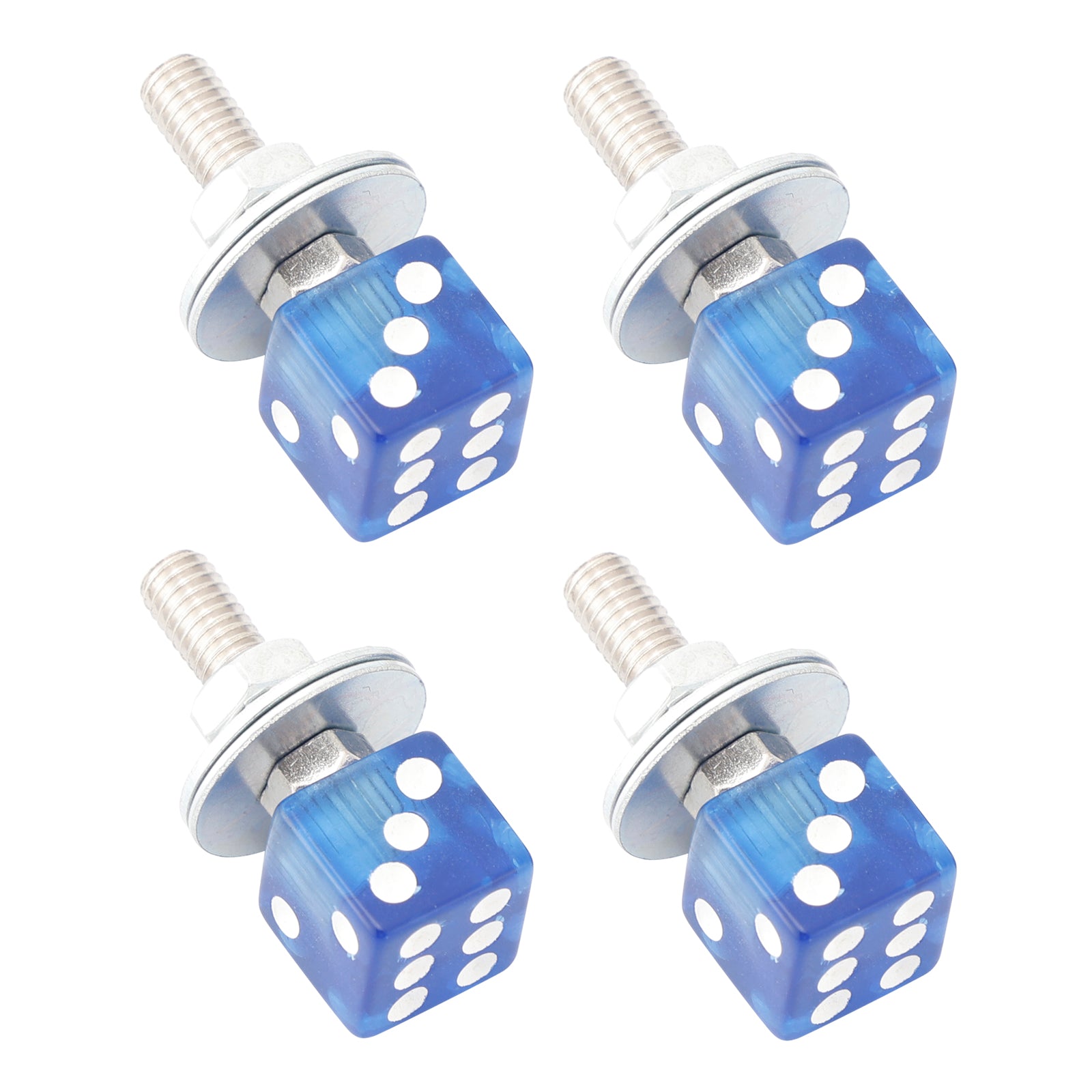 M6 Plastic Custom Head Dice License Plate Frame Screws Bolts Hardware Blue X4