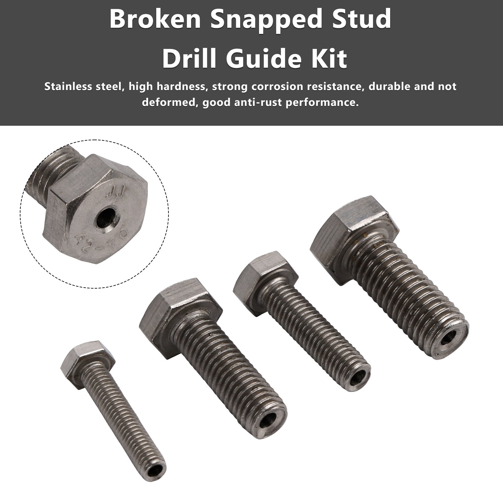 Stainless Steel M6 & M8 & M10 & M12 Broken Snapped Stud Drill Guide Kit 4PCS