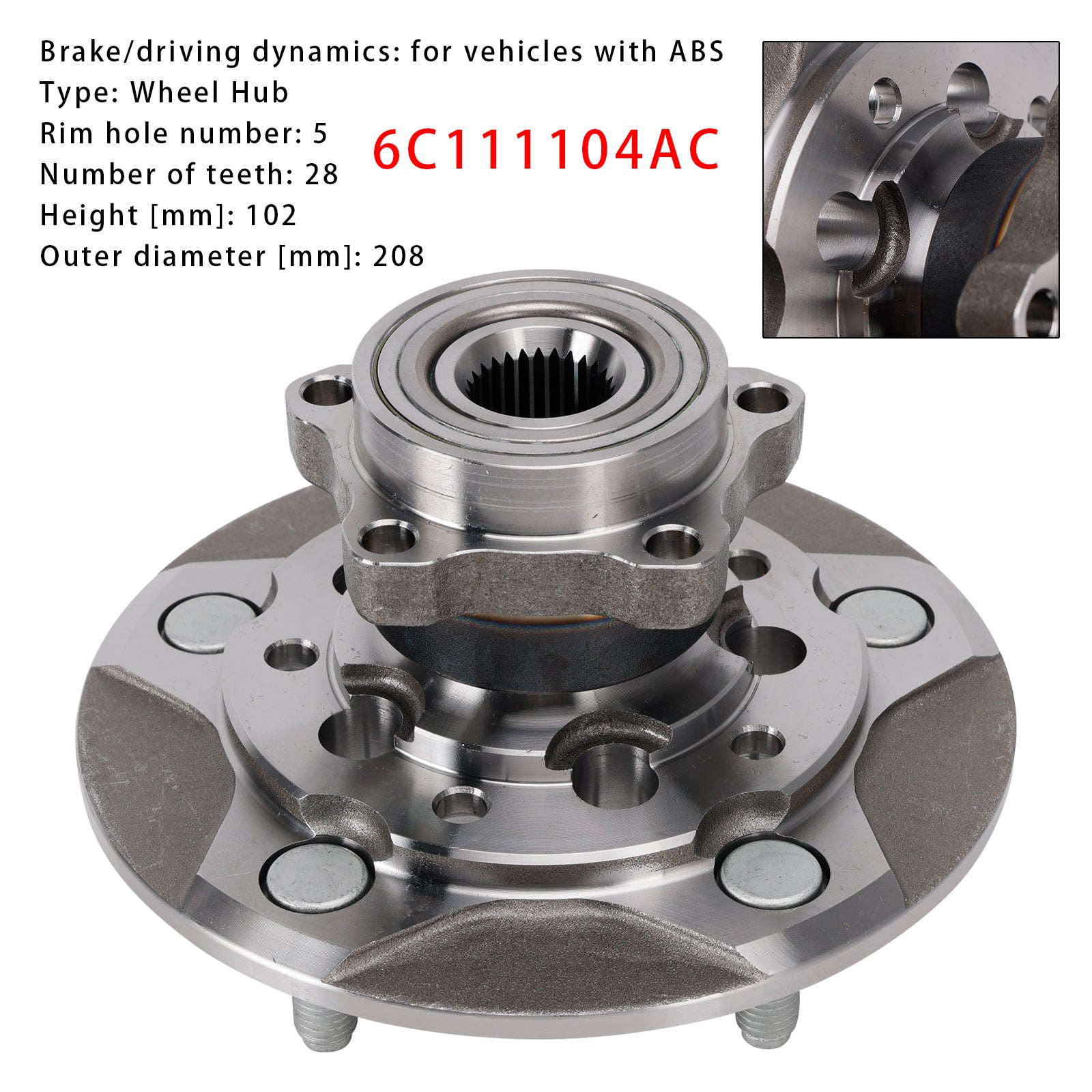 Ford Transit Tourneo FB 5-hole 160 mm Wheel Hub Front Both Sides 6C111104AC