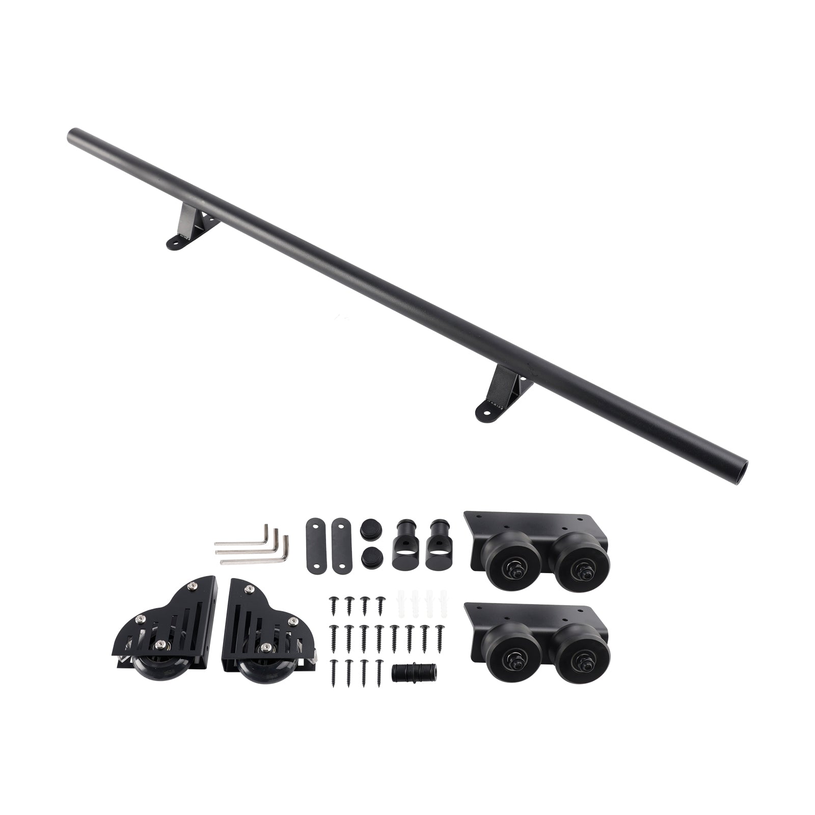 Rolling Library Sliding Ladder Hardware Kit with Brake 3.3FT Round Tube