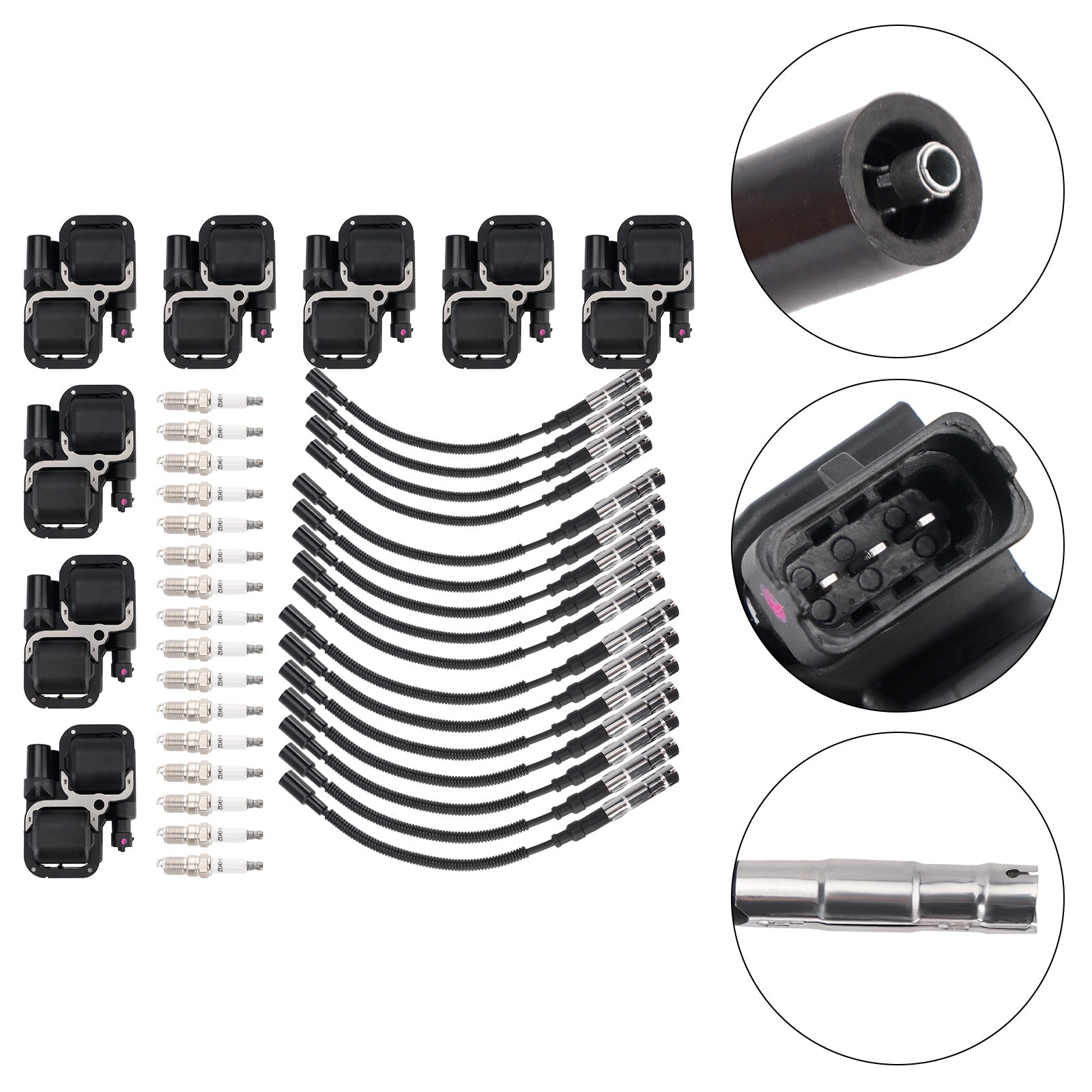 2000-2006 Mercedes Benz S430 8x Ignition Coil+16x Spark plug +16x Wire Set UF359 0001587303