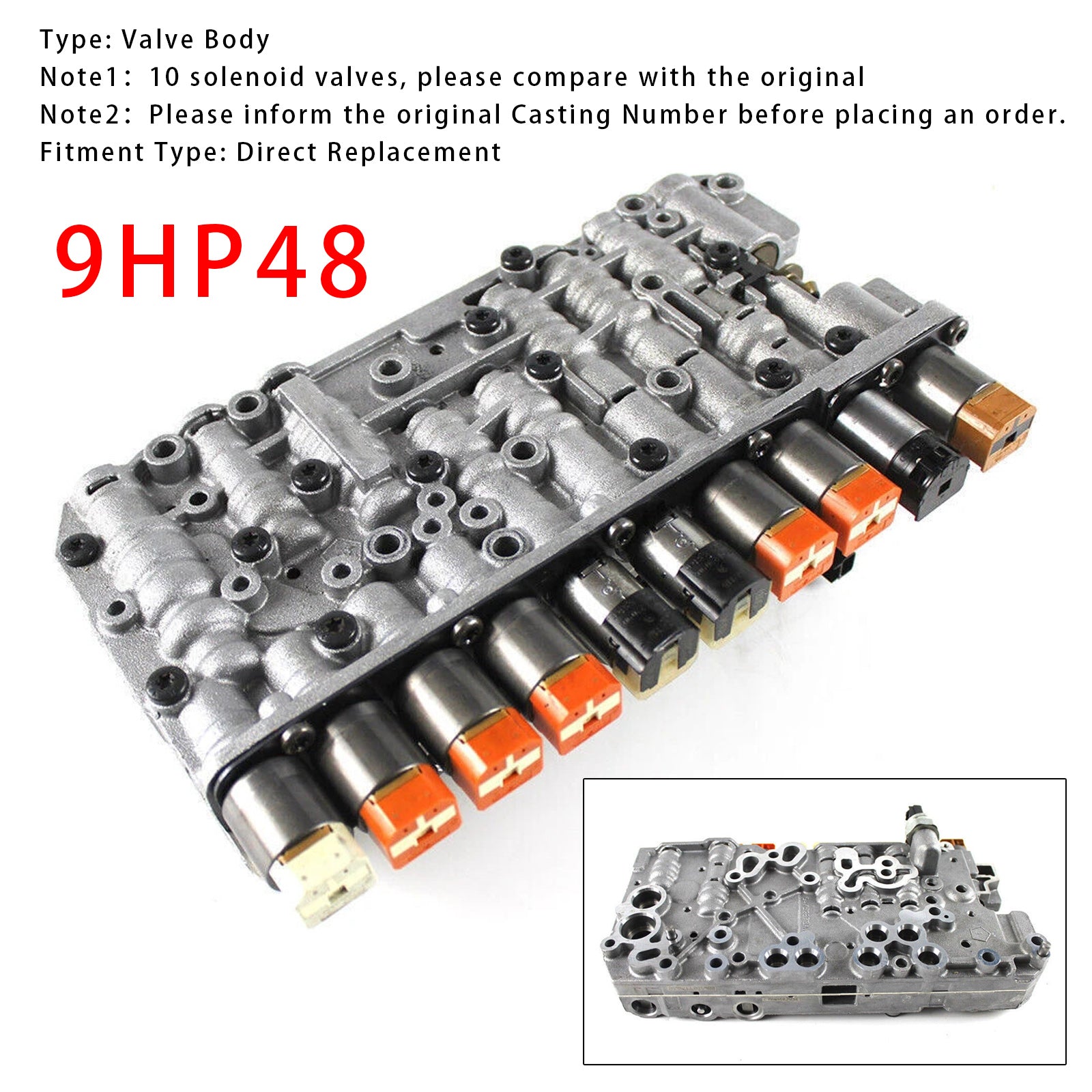 2013-2015 Chrysler Jeep Cherokee (KL) FWD L4 2.4L V6 3.2L 9HP48 Transmission Valve Body 10 Solenoids 9 Speed
