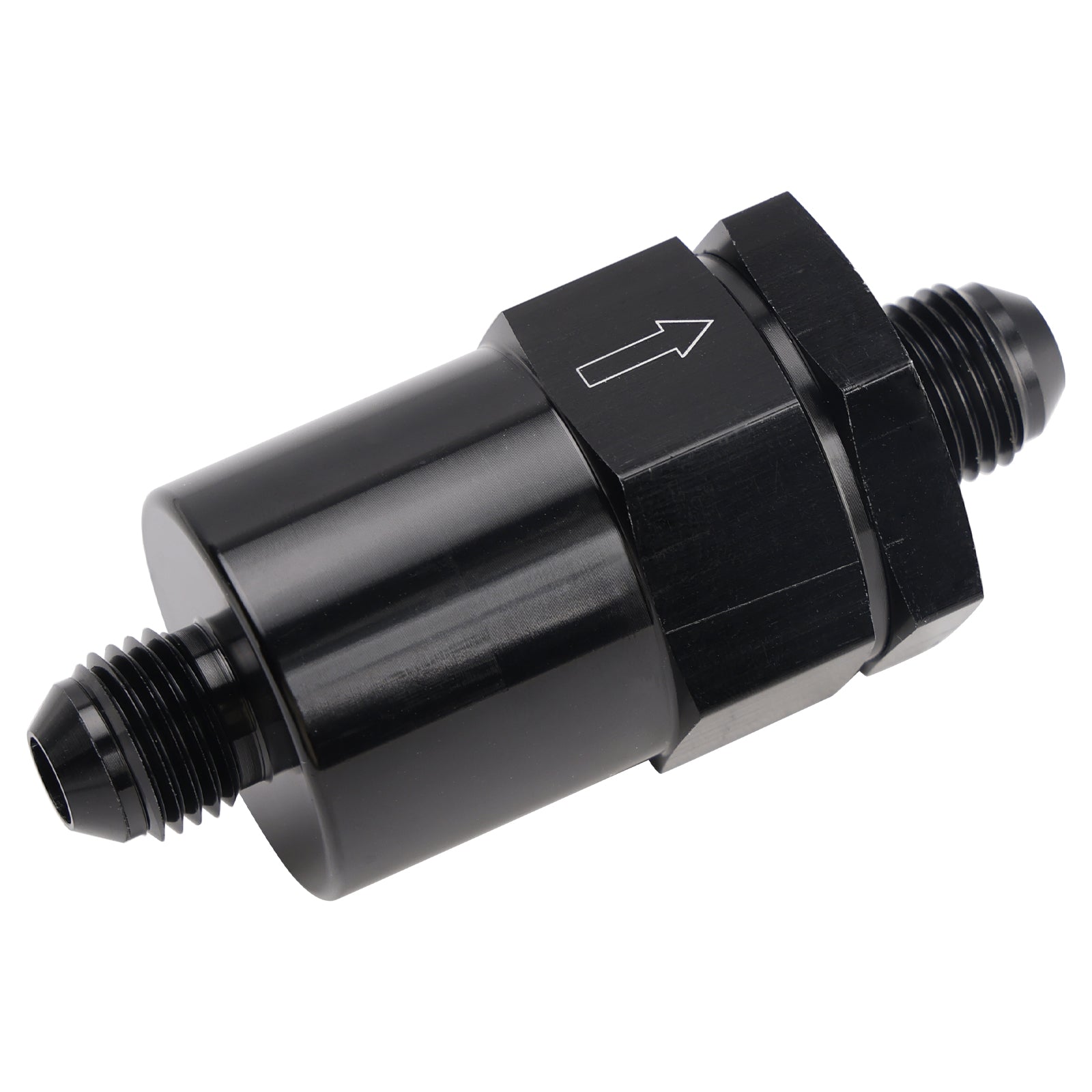 AN6 Black Inline Fuel Systems Filter Adapter With 30 Micron Filter Element