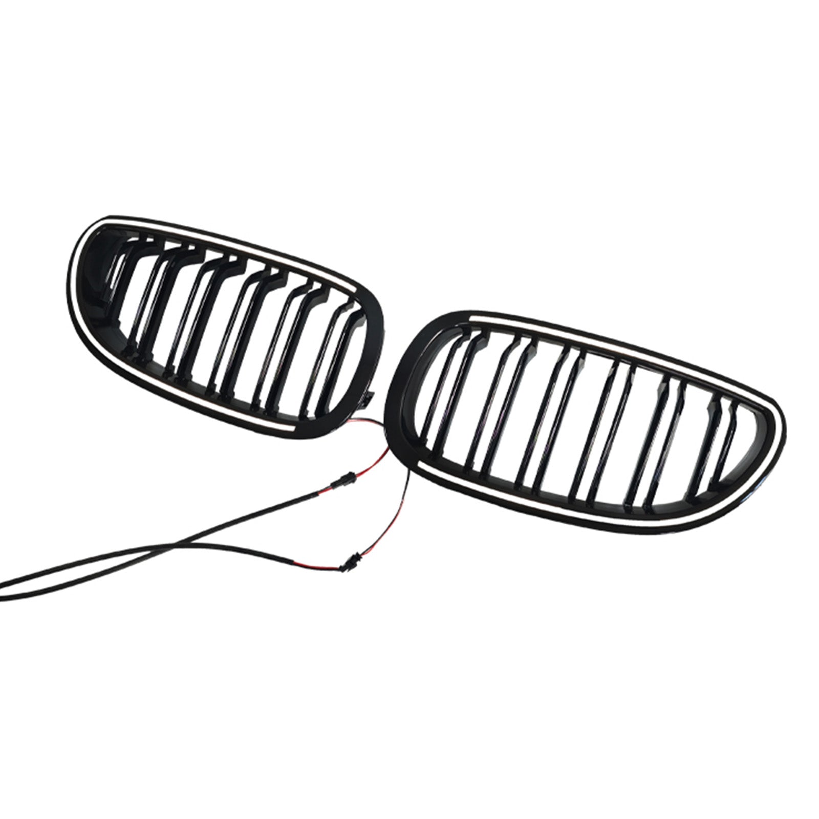 2004-2009 For BMW 5 Series Sedan E60 520d 525d 530d 535d 2PCS Glossy Black Front Sport Kidney Grille