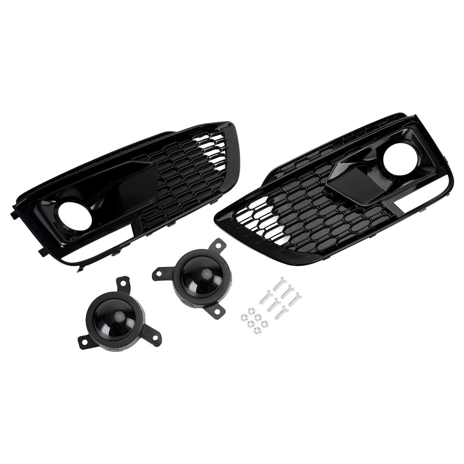 RSQ5 Black Front Honeycomb Fog Lamp Grilles Cover Fit Audi Q5 SQ5 2018-2020