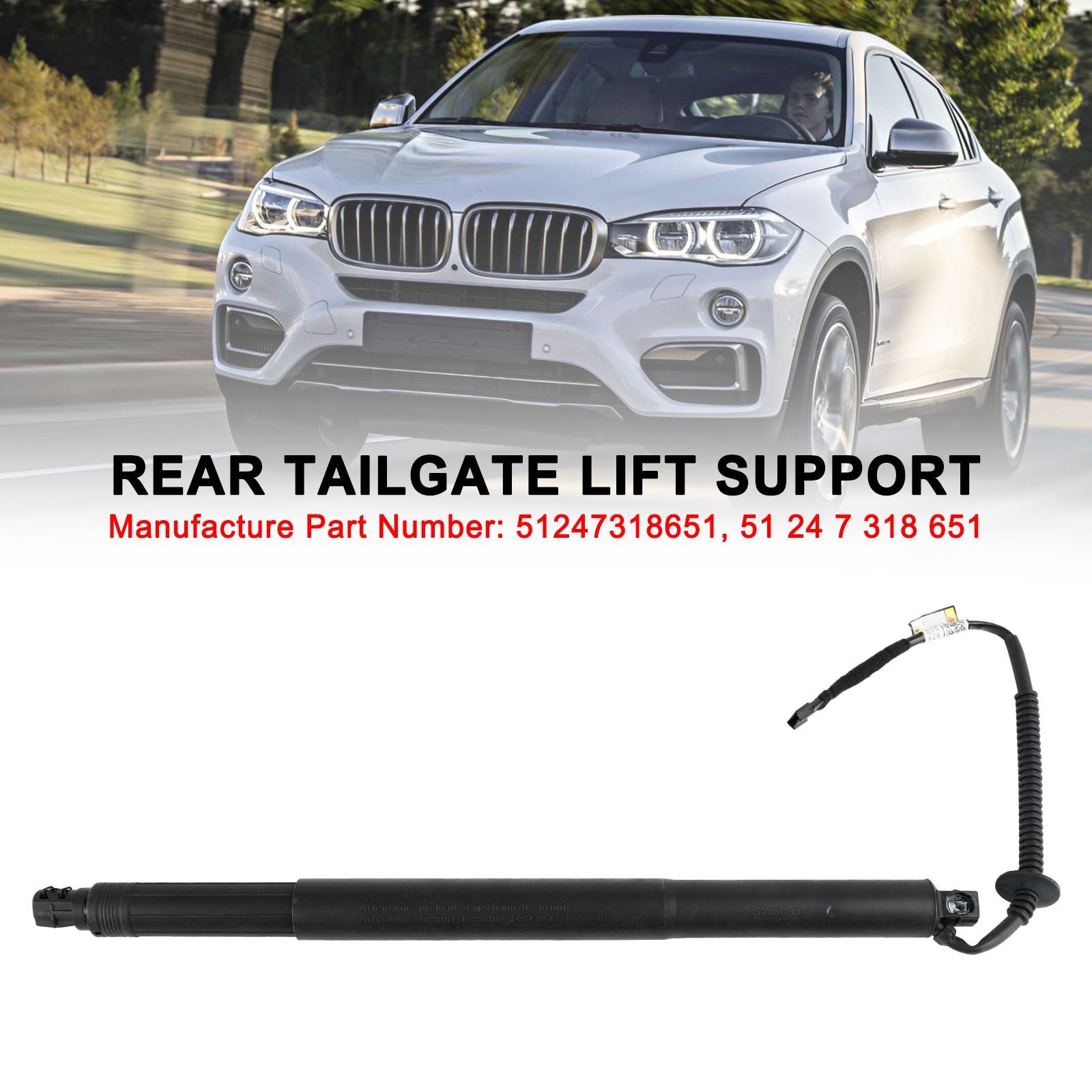 2014-2019 BMW X6 F16 F86 SUV xDrive 35i 2979ccm 306HP 225KW (Petrol) Rear Left Tailgate Power Lift Support 51247318651