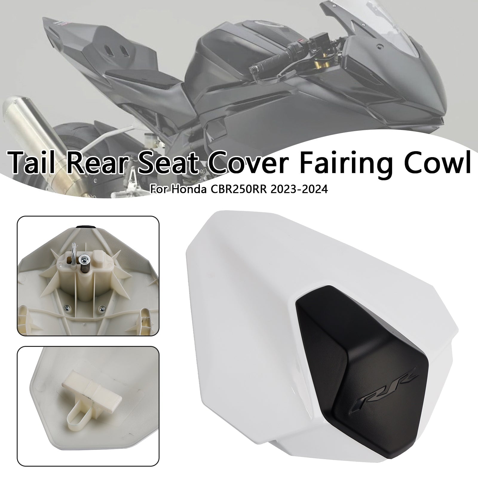 For Honda CBR250RR 2023 2024 Pearl White Rear Tail Pillion Seat Fairing Cover