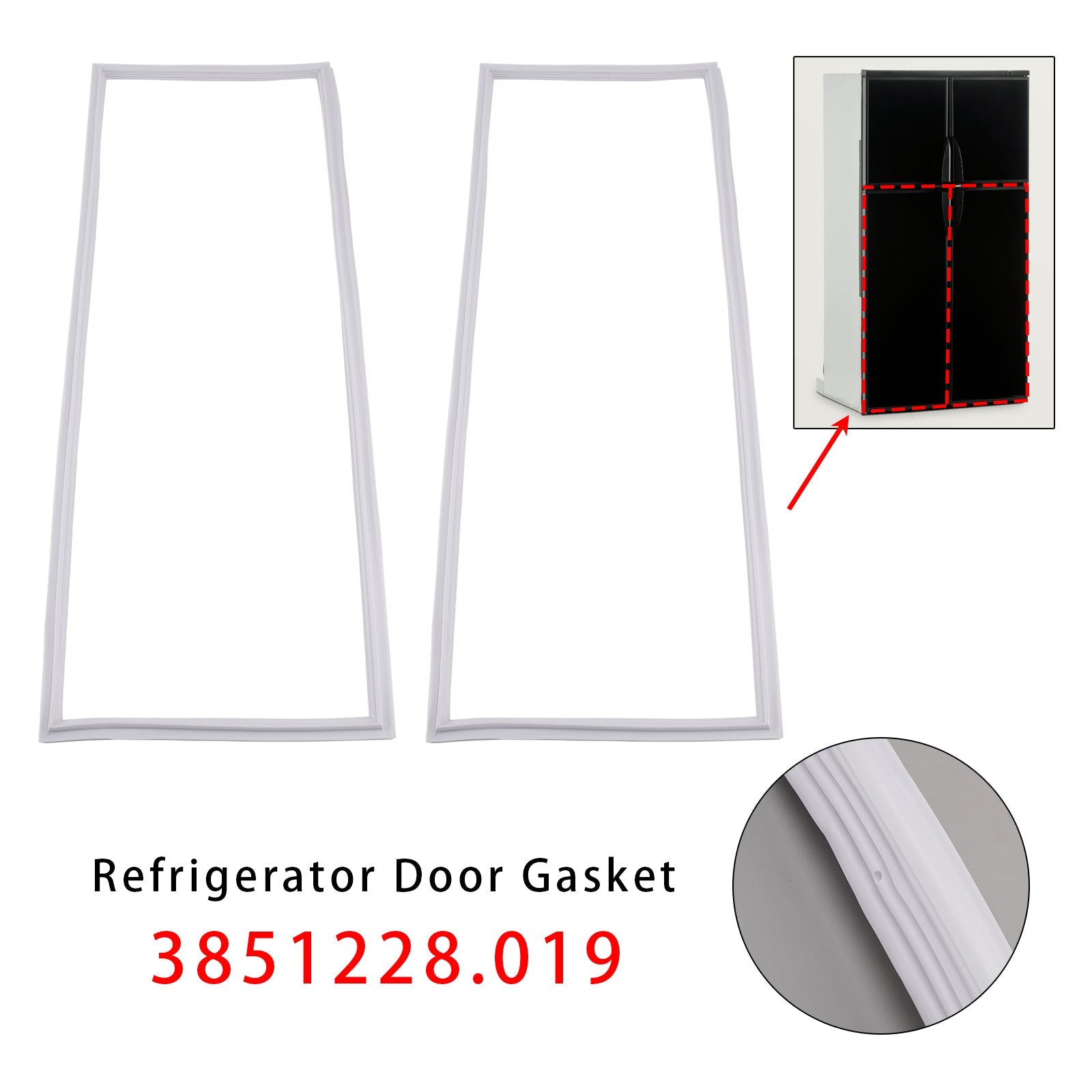 2PCS RV Refrigerator Door Gasket 3851228019 Lower Door For Dometic RM1350