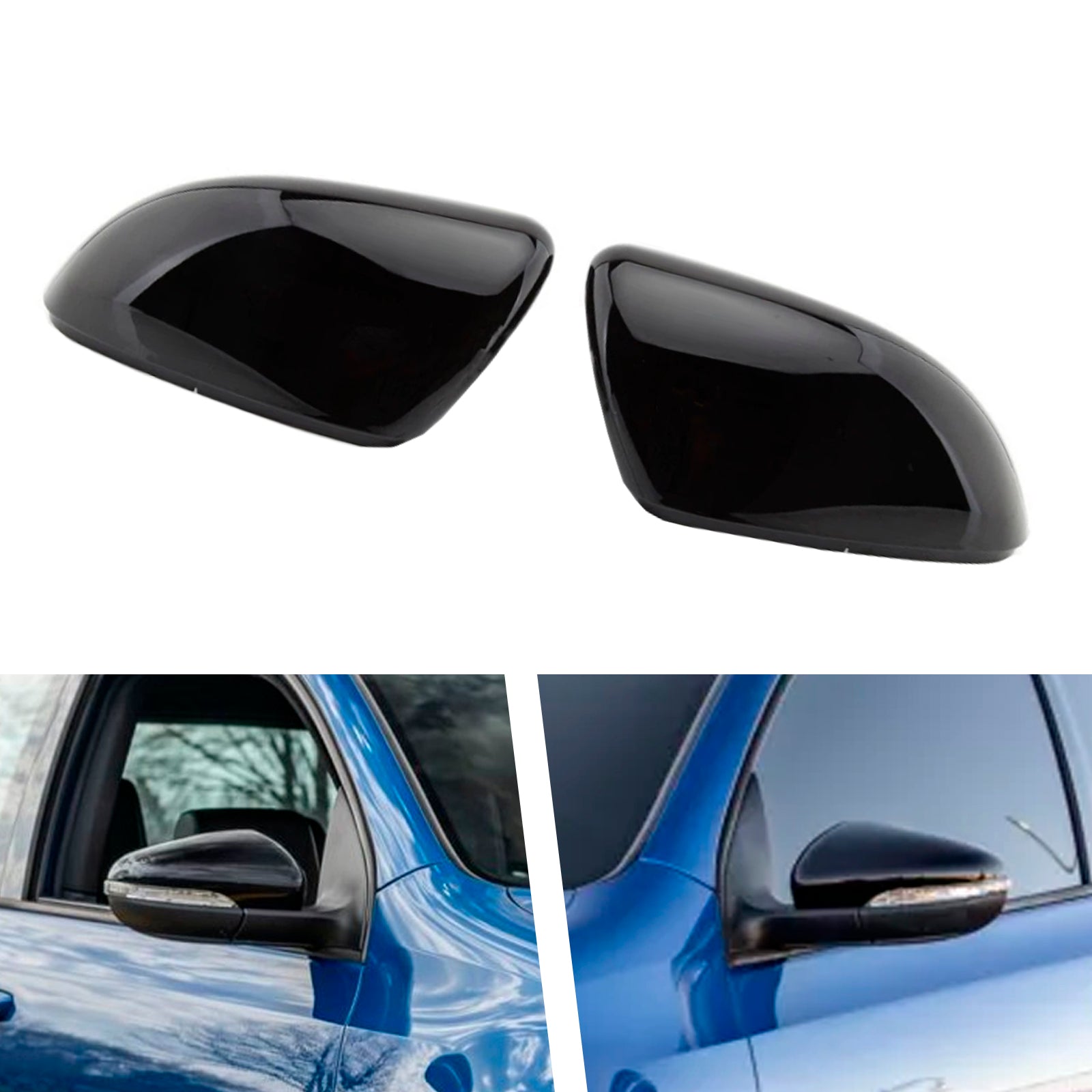 2pcs Gloss Black Door Wing Mirror Cover Caps Casing For VW Golf MK6 2009-2013 5K0857538