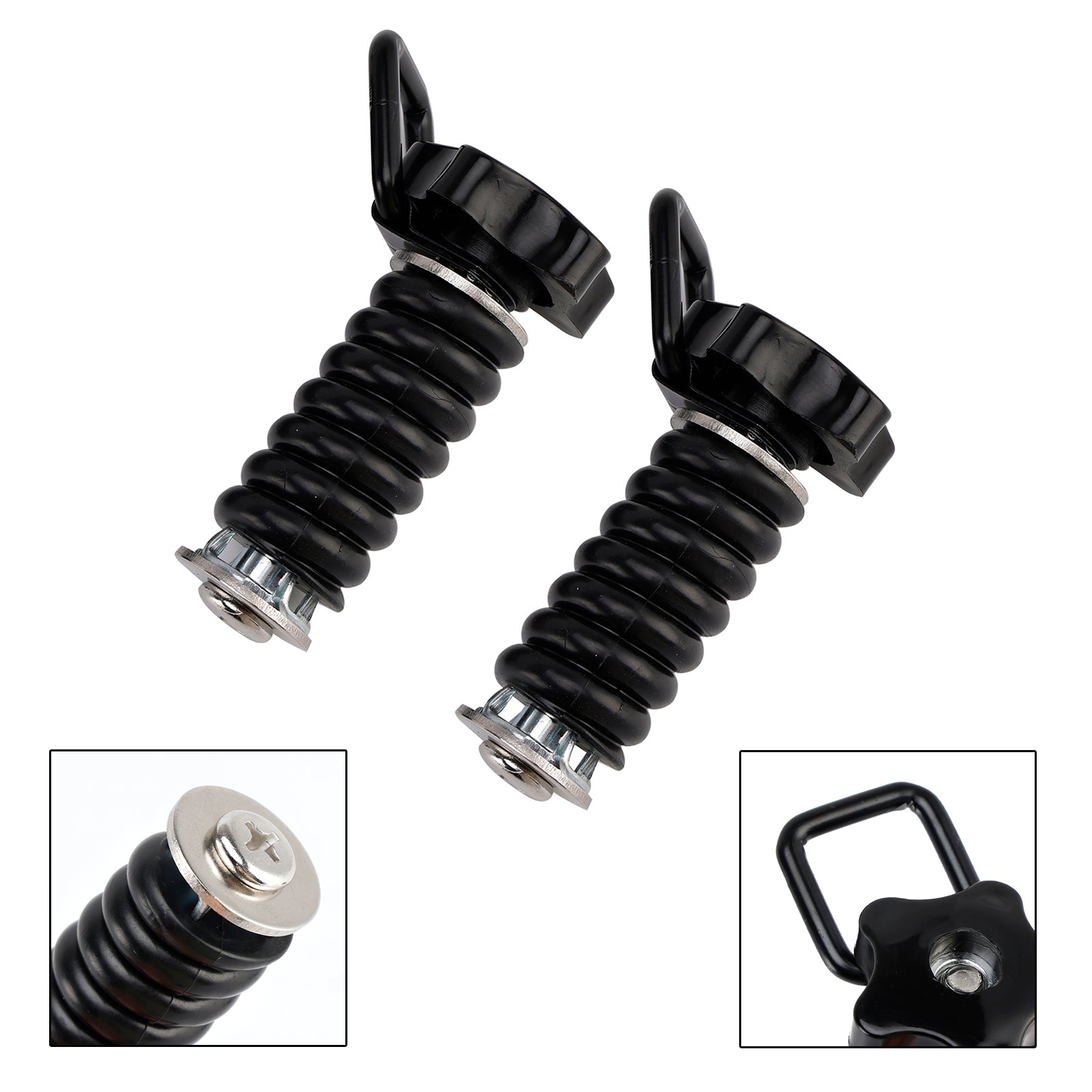 Pair Tie Down Anchor With D-Ring 1" Black Black For Polaris Rzr 570 800 900 1000