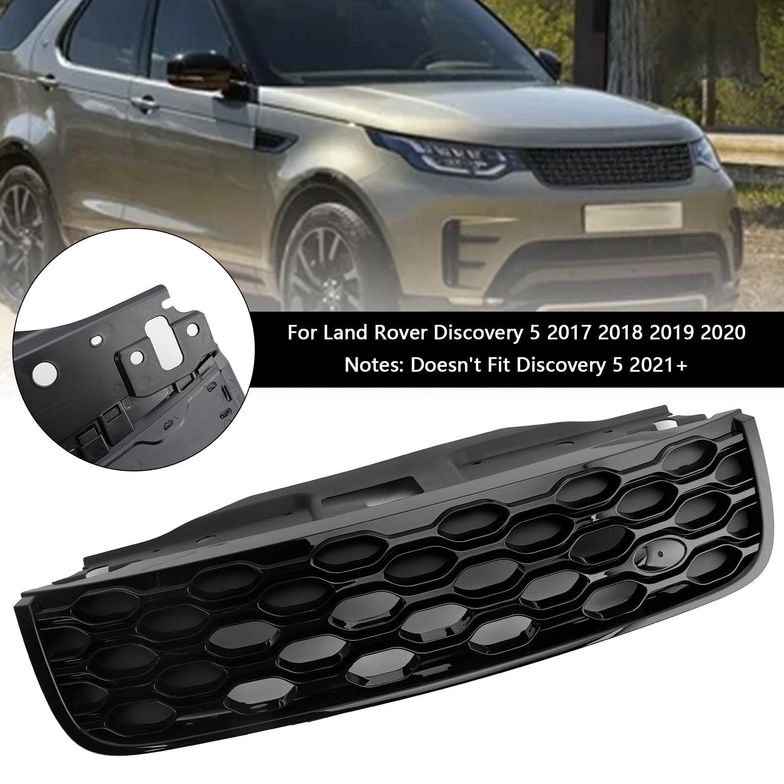 Front Bumper Grill Grille Fit Land Rover Discovery 5 L462 2017-2020 Black