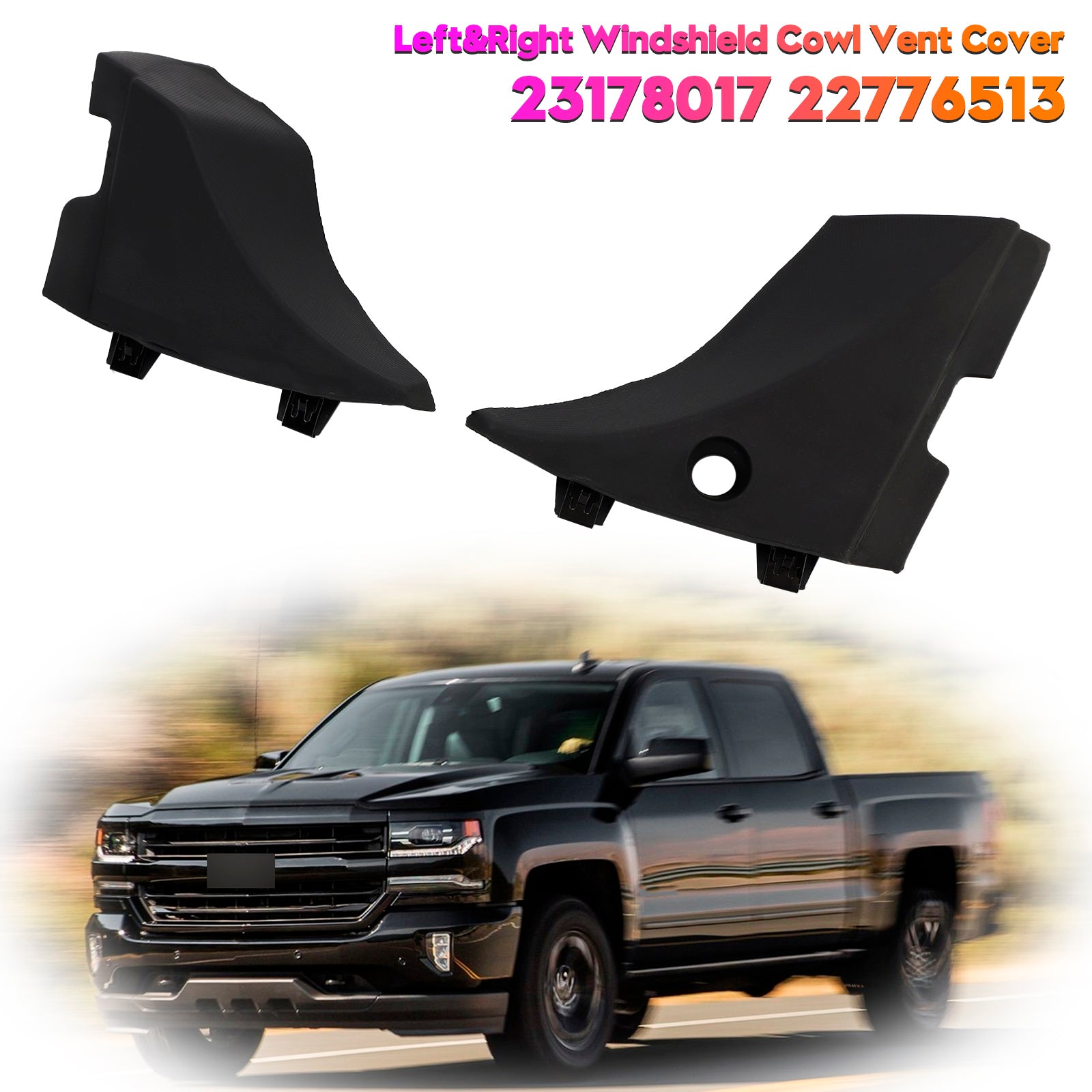 Left&Right Windshield Cowl Vent Cover 23178017 22776513 For GMC Sierra 14-19