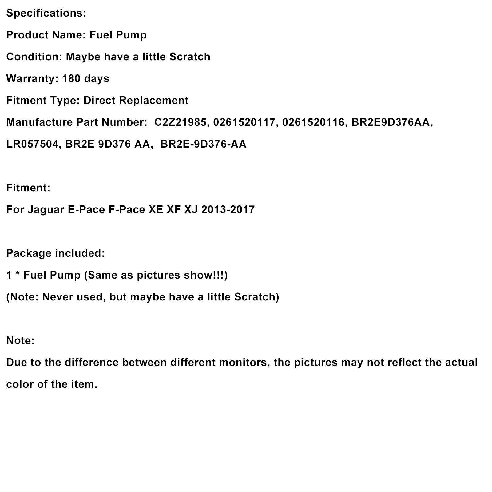 High Pressure Fuel Pump BR2E9D376AA Fit Jaguar E-Pace F-Pace XE XF 2013-2017