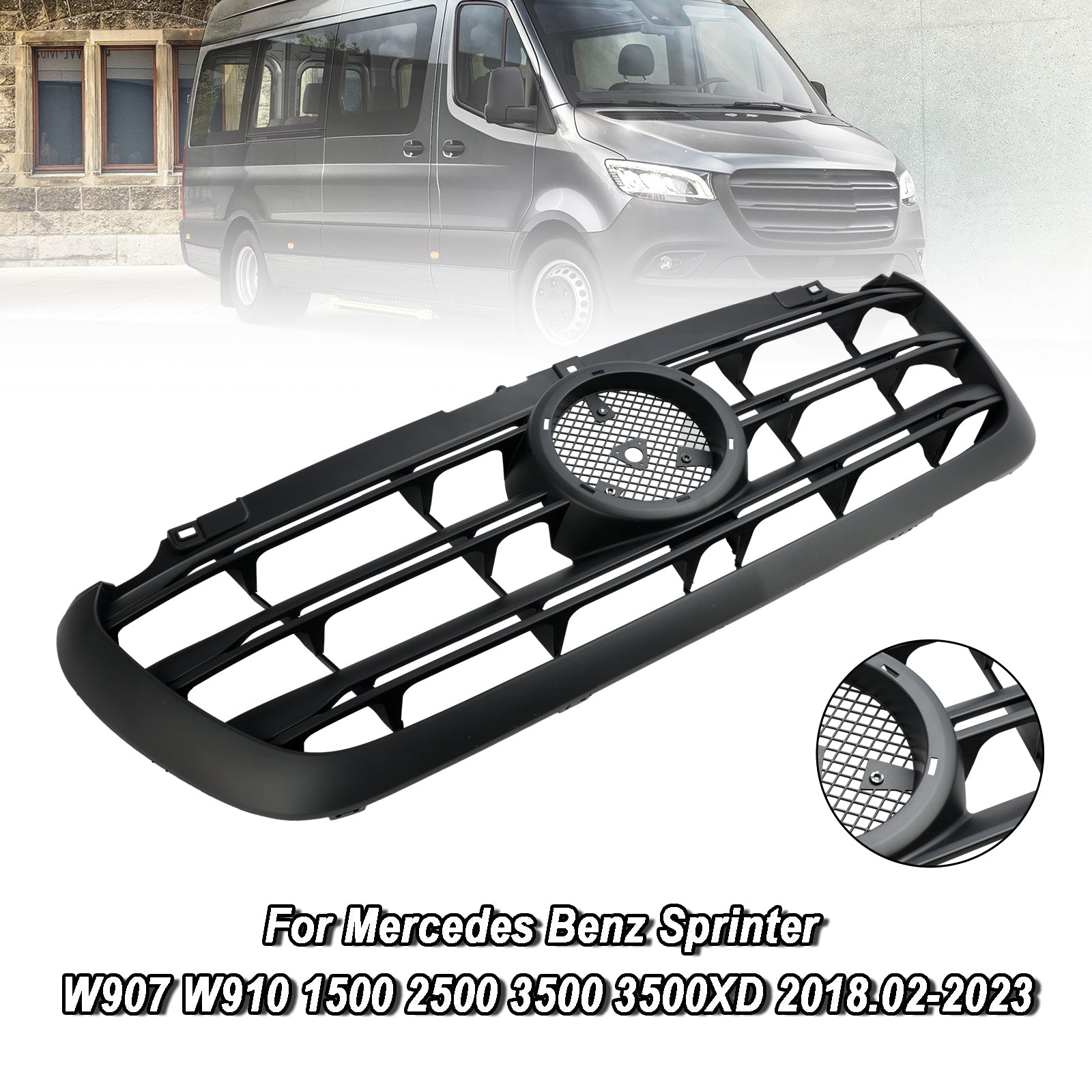 Front Bumper Grille Grill Fit Mercedes Sprinter 1500 2500 3500 W907 2019-2022