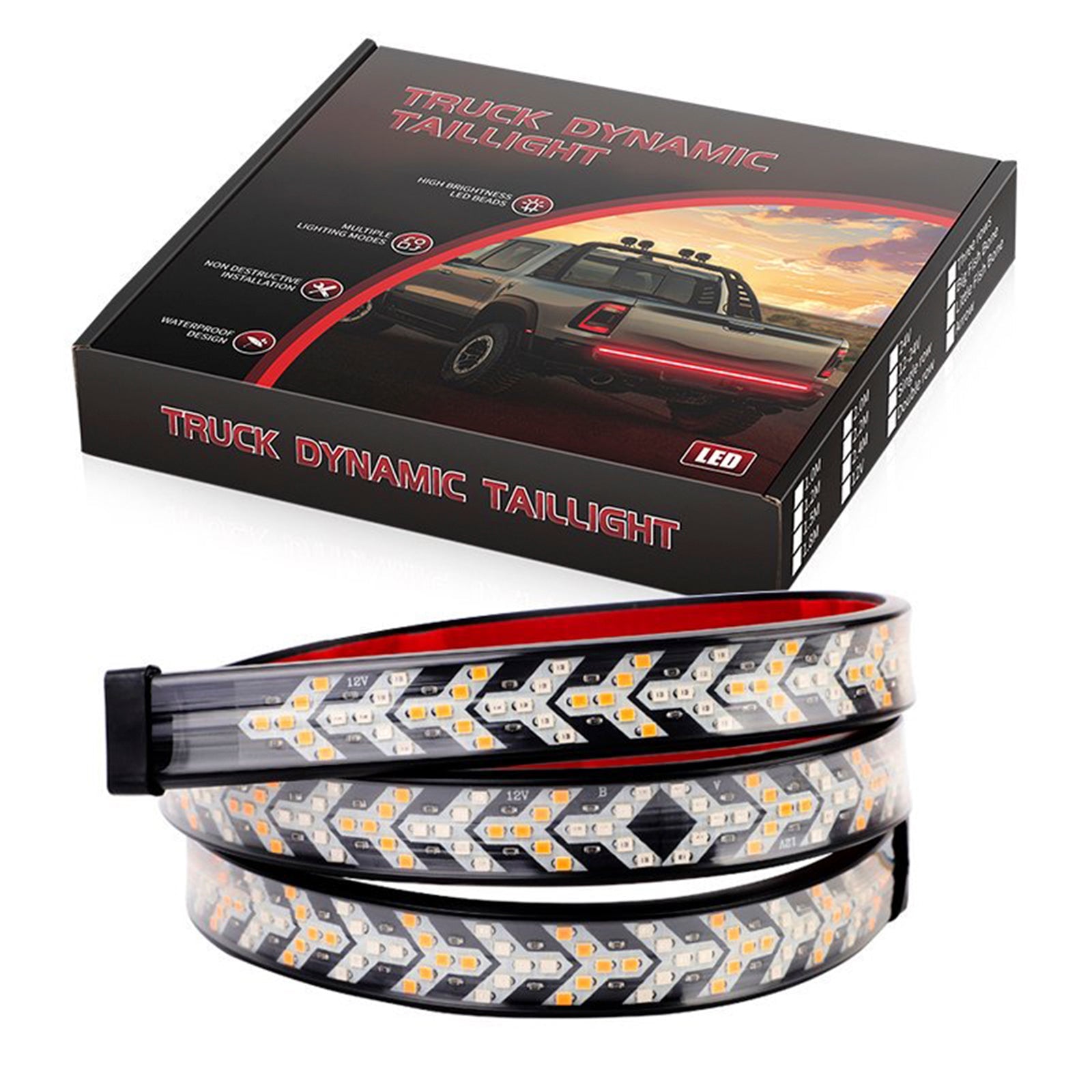 Car Truck LED TailLight Strip Turn Signal Lamp Flowing Dynamic Fish Bone 1.5 meters