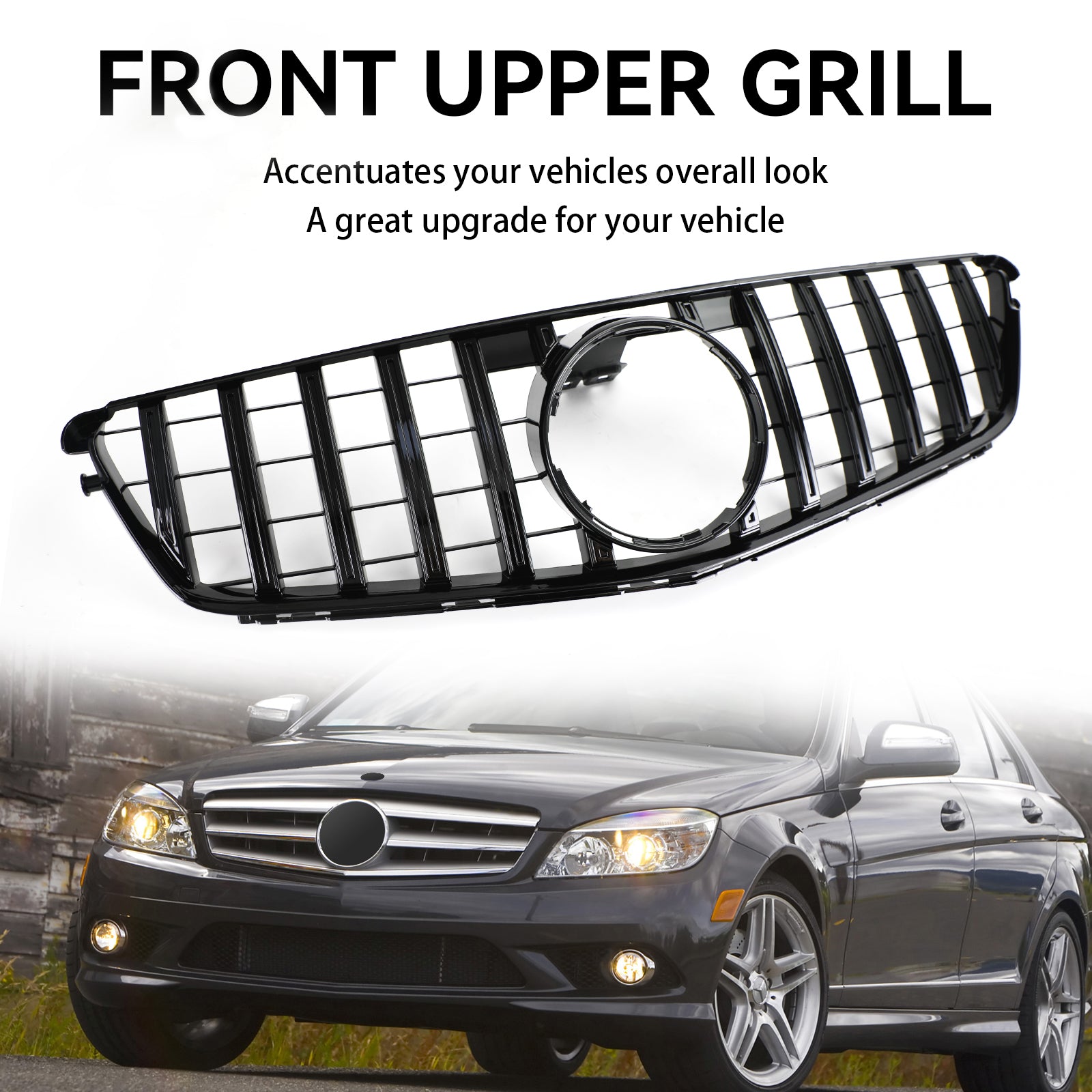 GTR Style Front Bumper Grille Grill Fit Benz C-Class W204 C300 C350 2008-2014