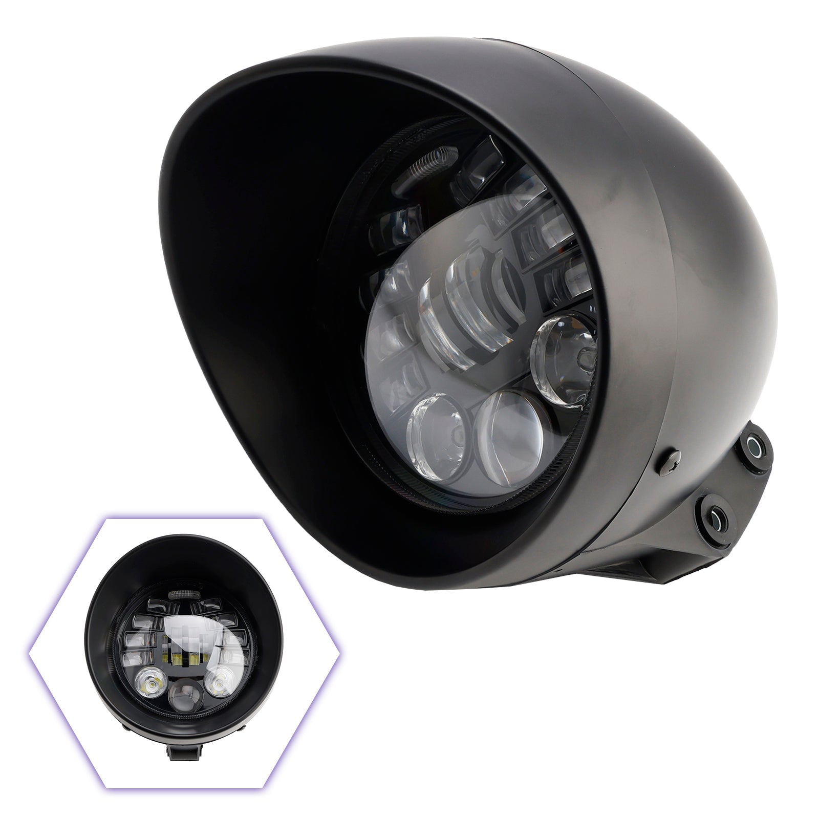 Multifunctional Beam Headlight Fog Lamp Custom Fits For Racer Bobber Chopper Chrome