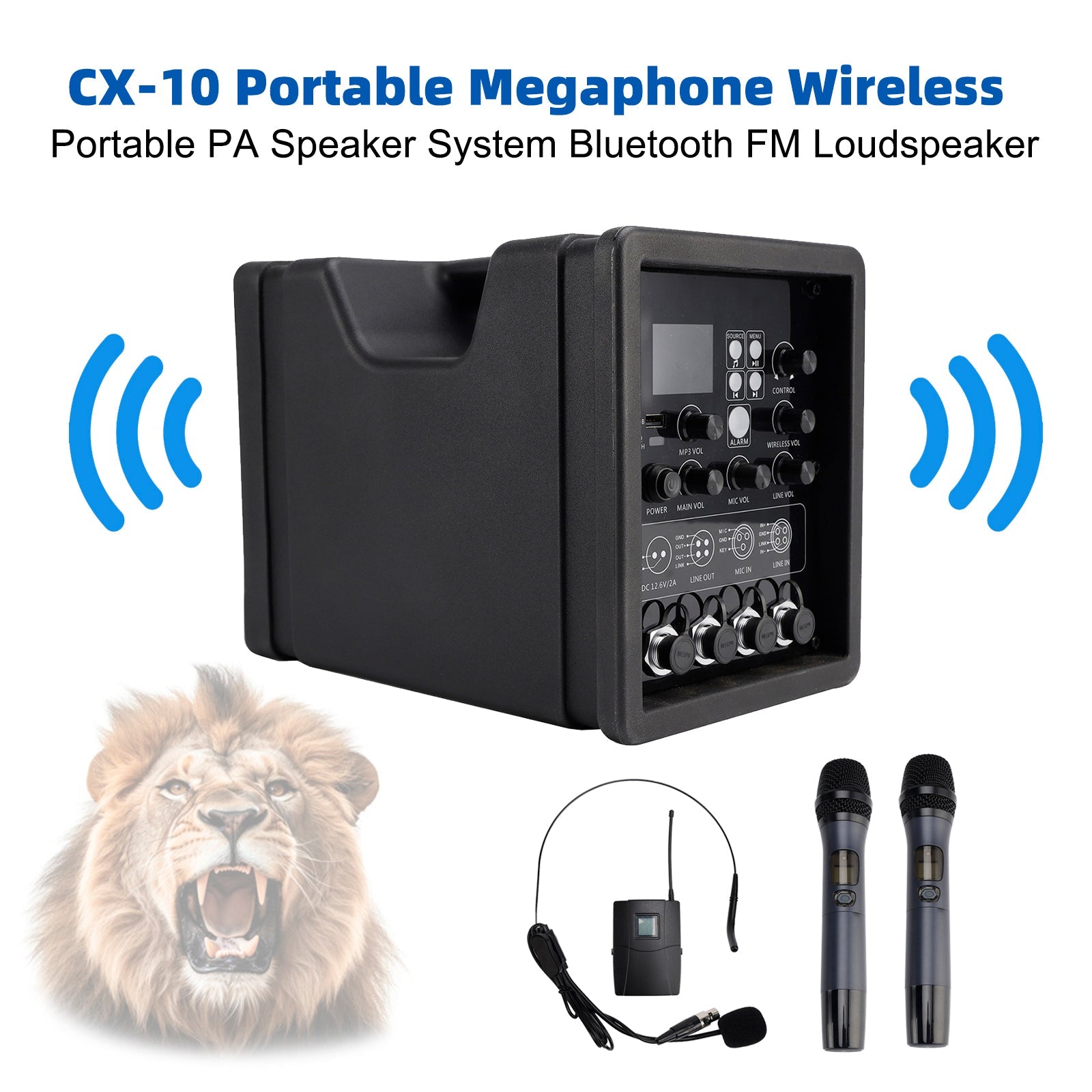 CX-10 Portable Megaphone Wireless Portable PA Speaker System Bluetooth FM Loudspeaker