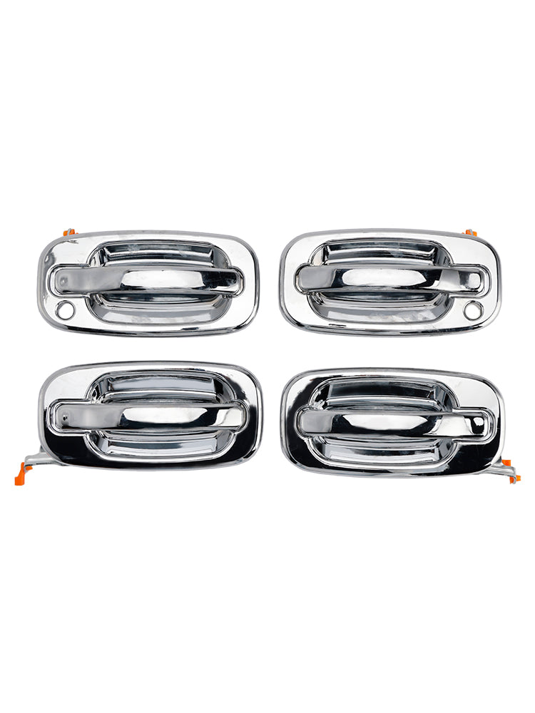 4PCs Front Exterior Door Handle Set Chrome For Chevy GMC Silverado 99-06