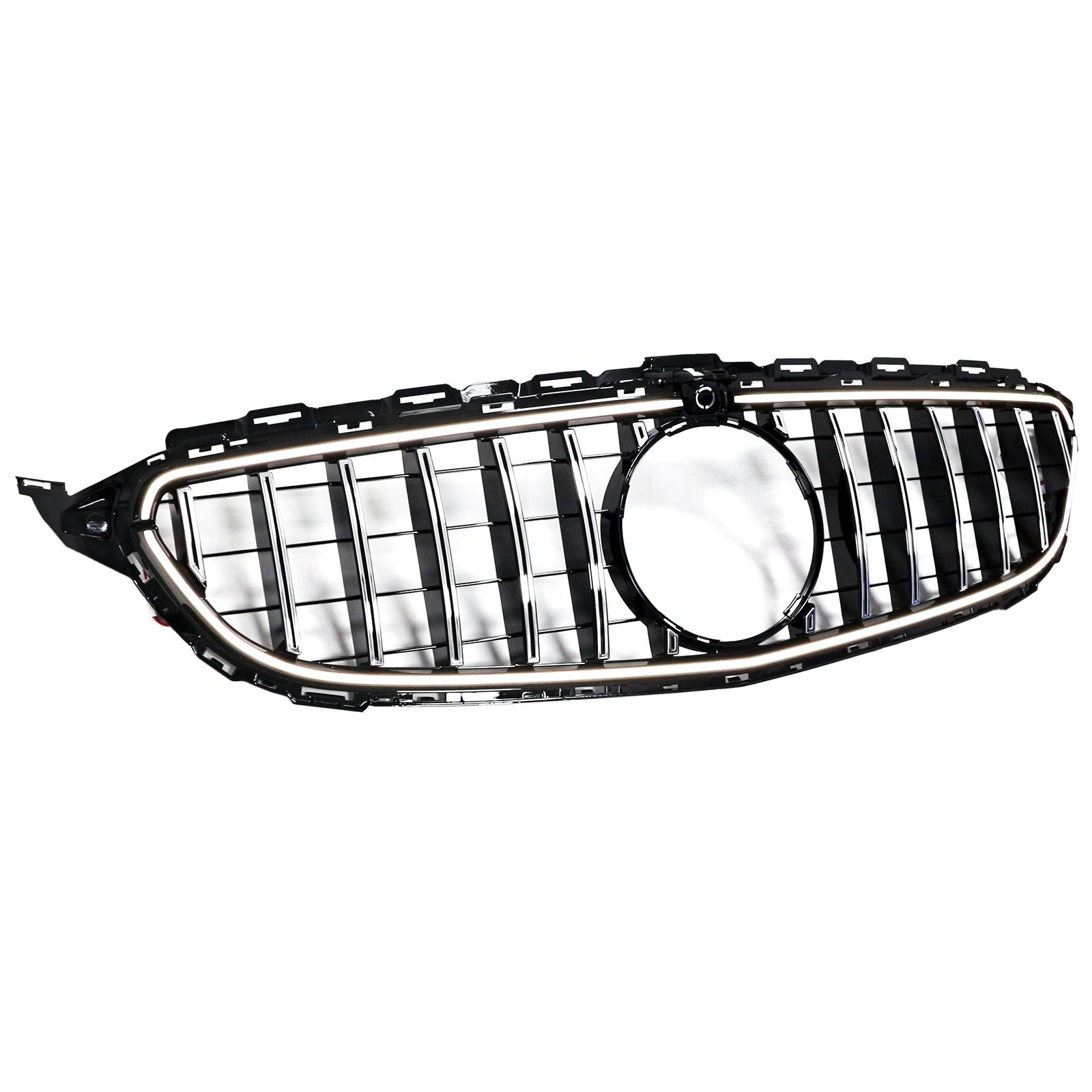 Chrome Front Bumper Grill Grille Fit Mercedes W205 C250 C300 2015-2021 W/LED