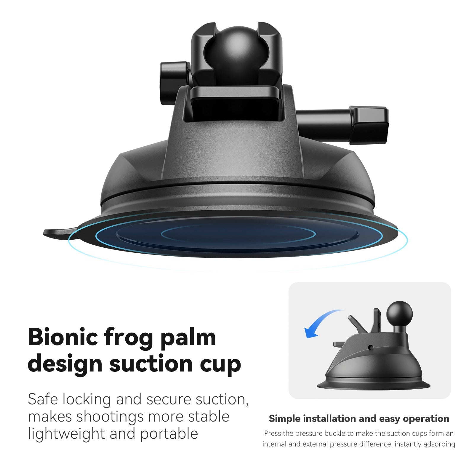 Universal Lightweight Strong Suction Cup Bracket For Dji Gopro13/Insta 360 Go3