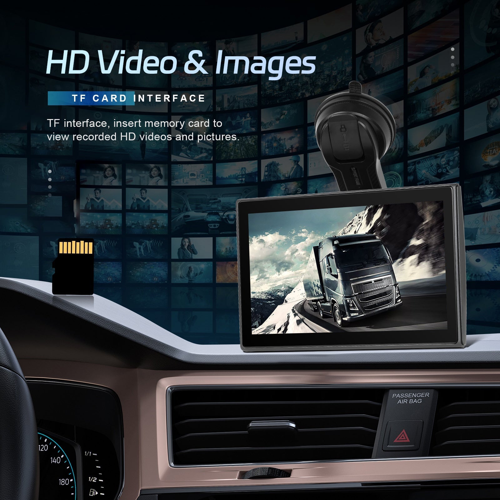 7-inch Full Touch Screen Apple CarPlay Horizontal Vertical Switching 12 LED Camera