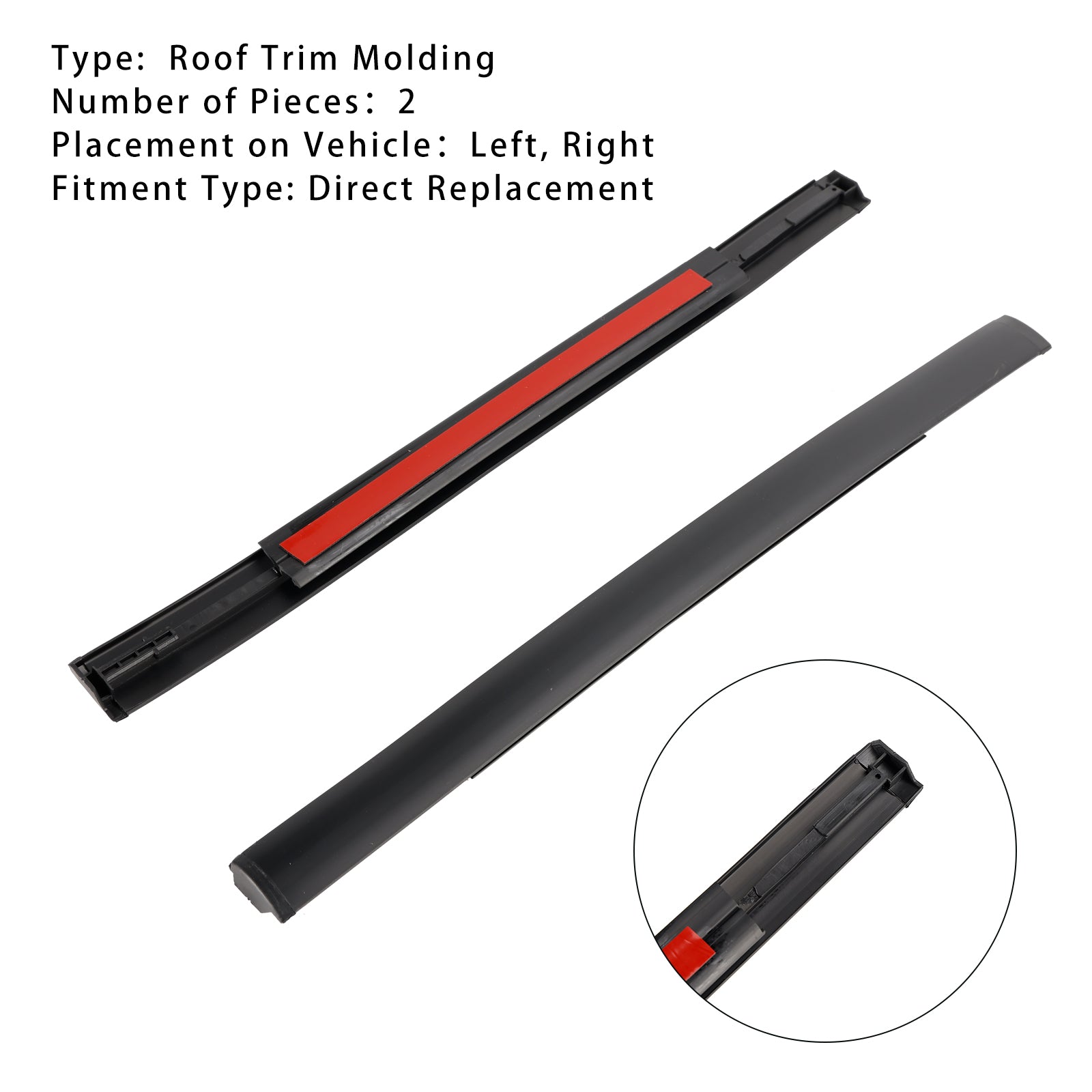 2012-2015 Toyota Venza LE, Limited, XLE 2.7L L4 - Gas, 3.5L V6 - Gas 2PCS Roof Drip Molding Trim Left & Right Side Rubber 75556-0T020