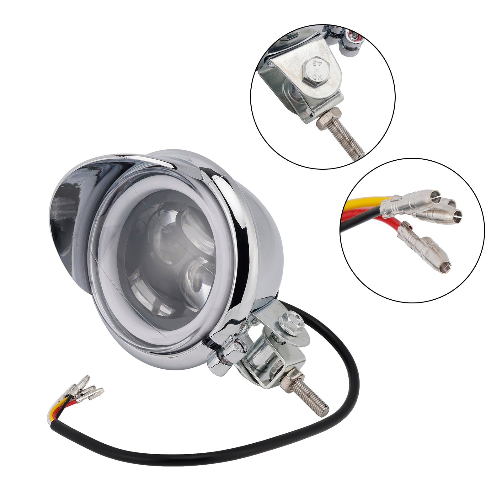 #D62 Headlight Lamp Spotlight Universal Coler Switch Fits Chrome For Motorcycle