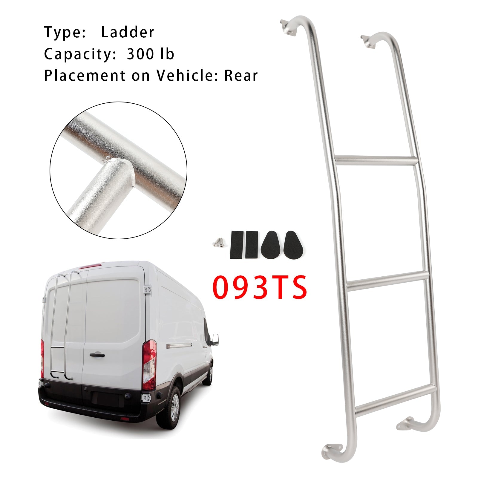 2014-2025 Ford Transit Low Roof Vans Stainless Steel 3-Step Van Ladder 093TS