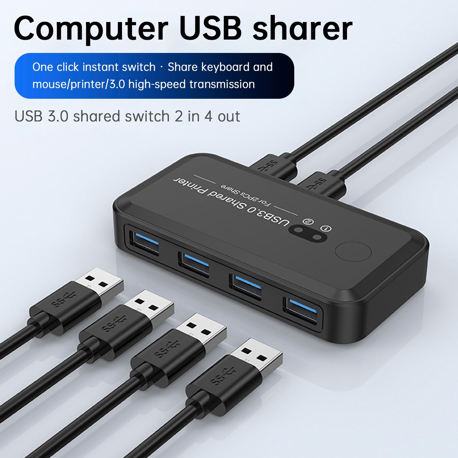 USB3.0 Switcher 2-Input 4-Output Printer Sharing Device Dual Computers Share