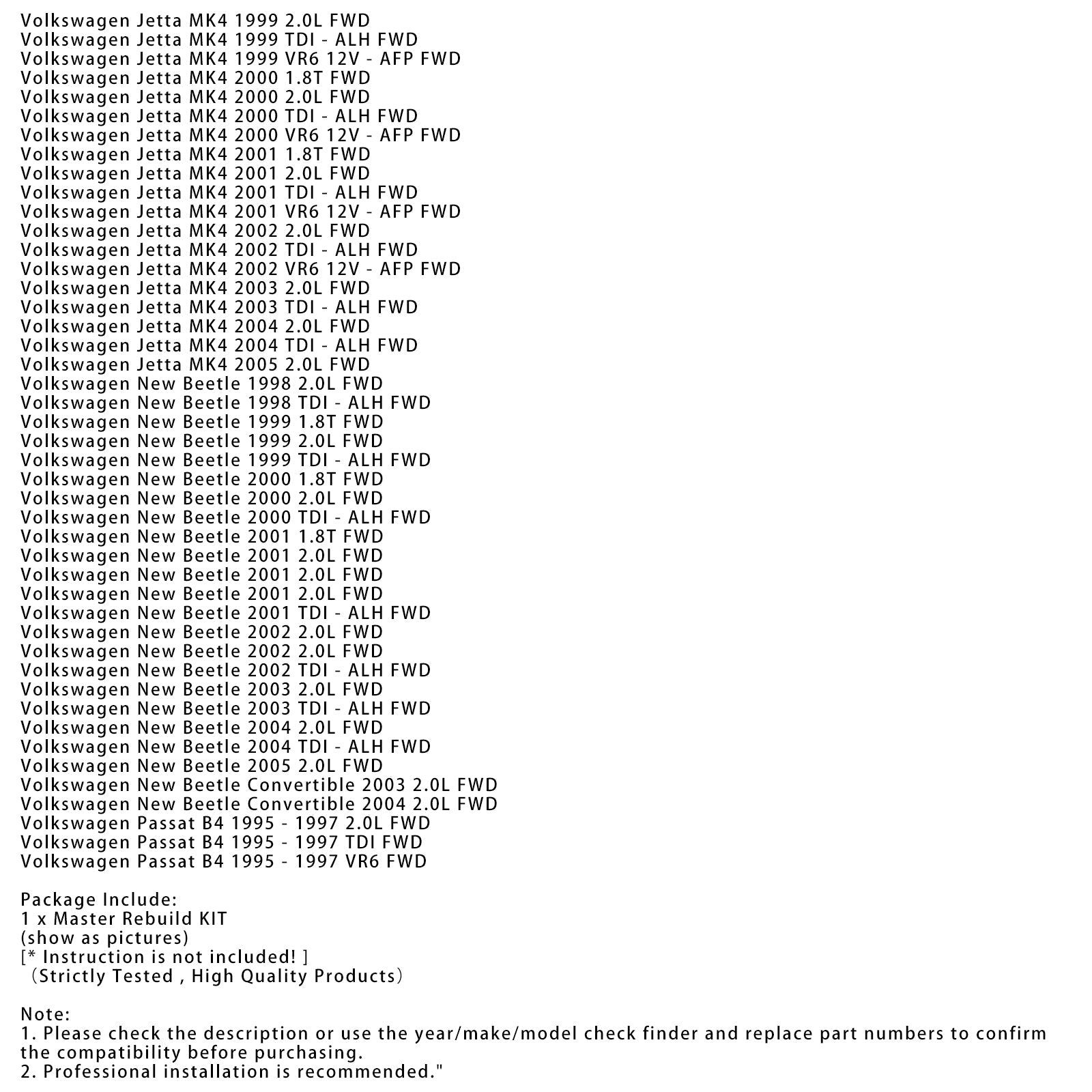 01M Transmission Overhaul Master Rebuild Kit O1M 095 096 097 1996-2005