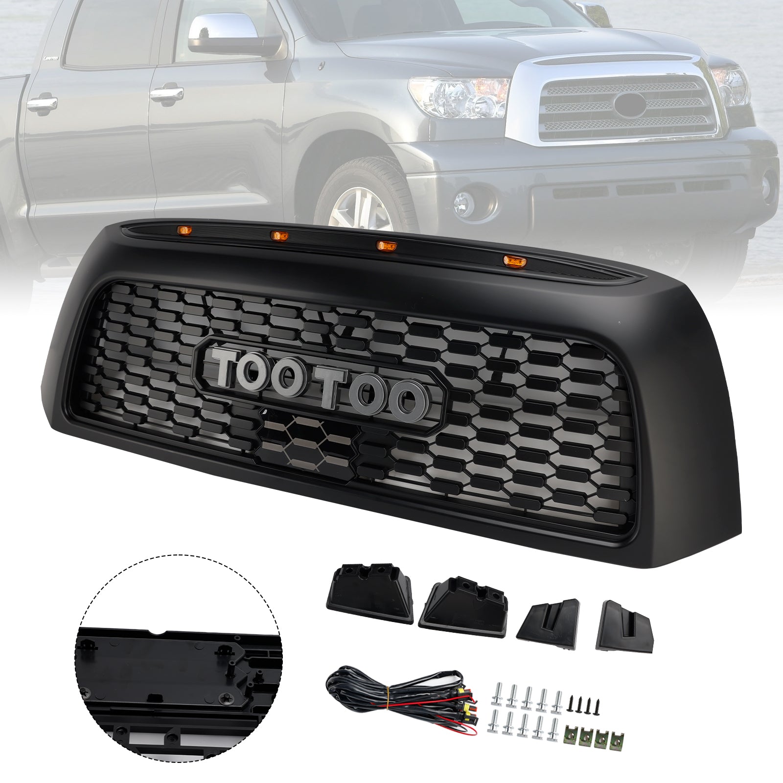 2006-2009 Toyota Tundra TRD PRO Honeycomb Front Bumper Grill Grille Black
